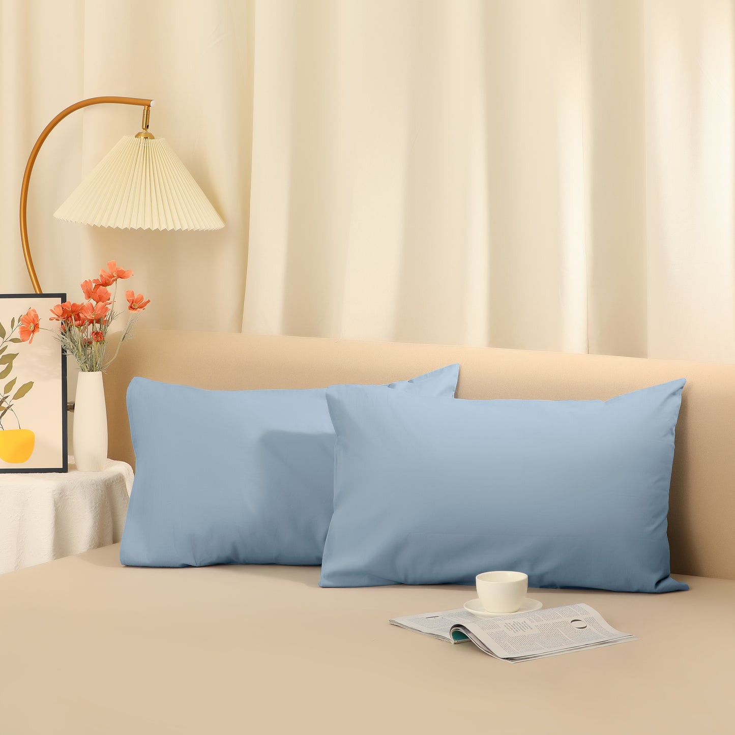 Cotton Pillowcases Set of 2 with Envelope Closure for Softness and Durable Standard