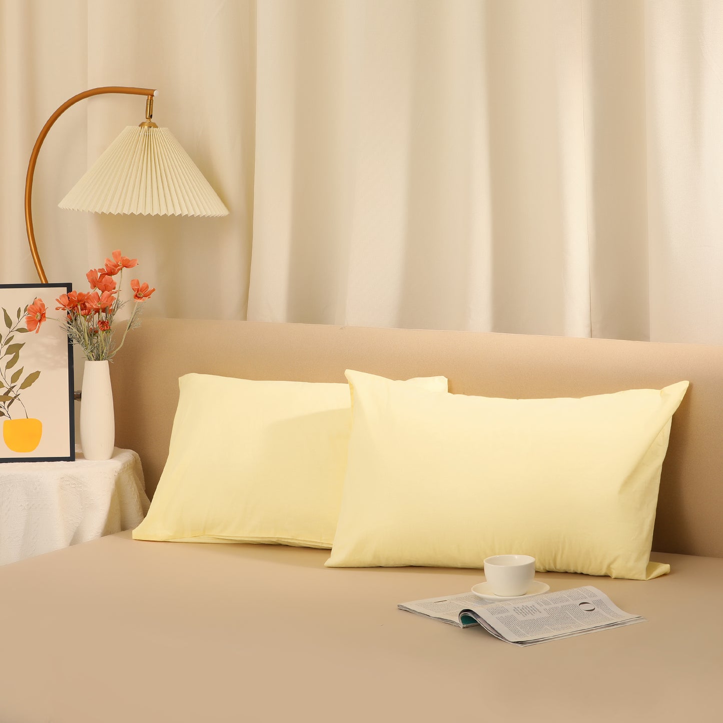 Cotton Pillowcases Set of 2 with Envelope Closure for Softness and Durable Standard