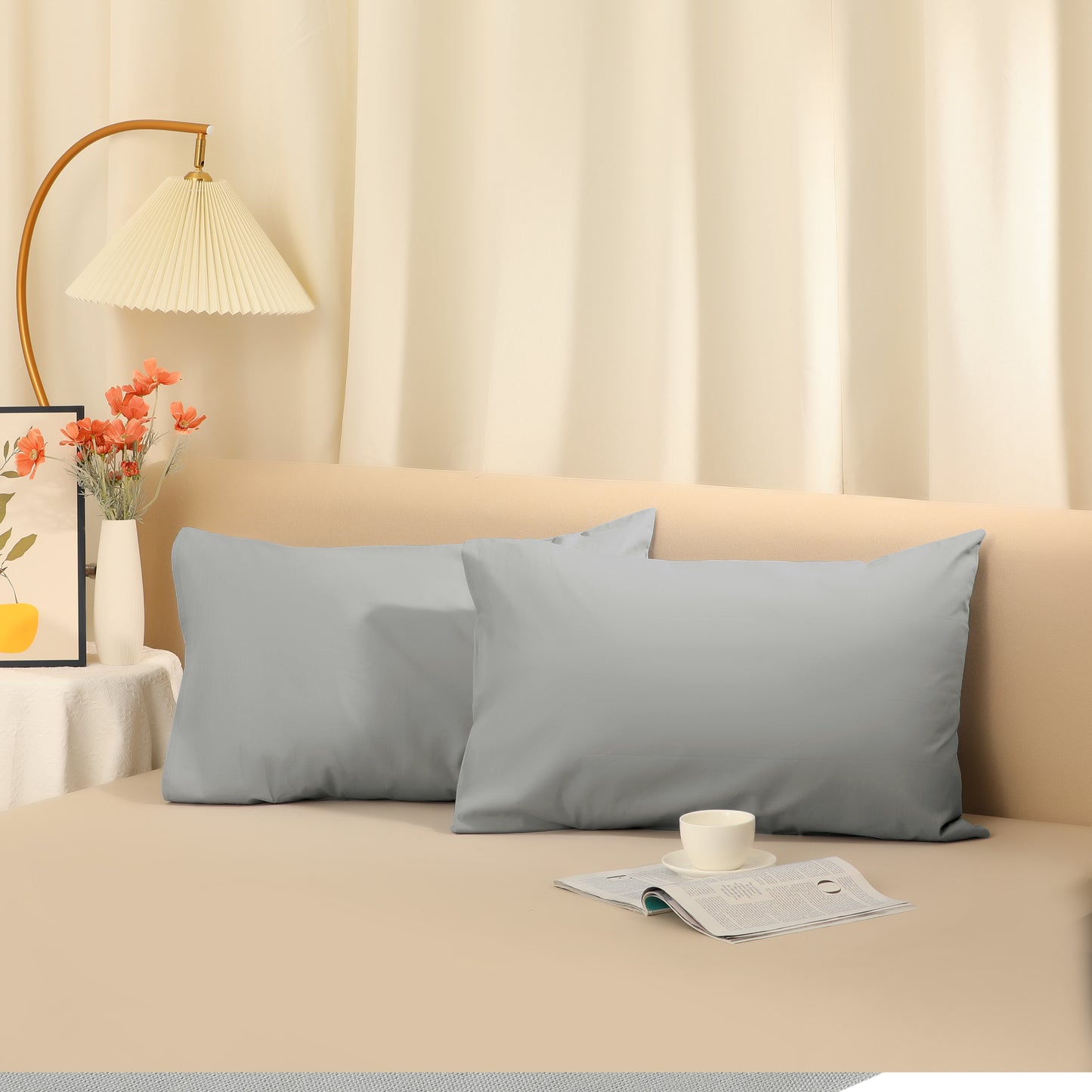Cotton Pillowcases Set of 2 with Envelope Closure for Softness and Durable Standard