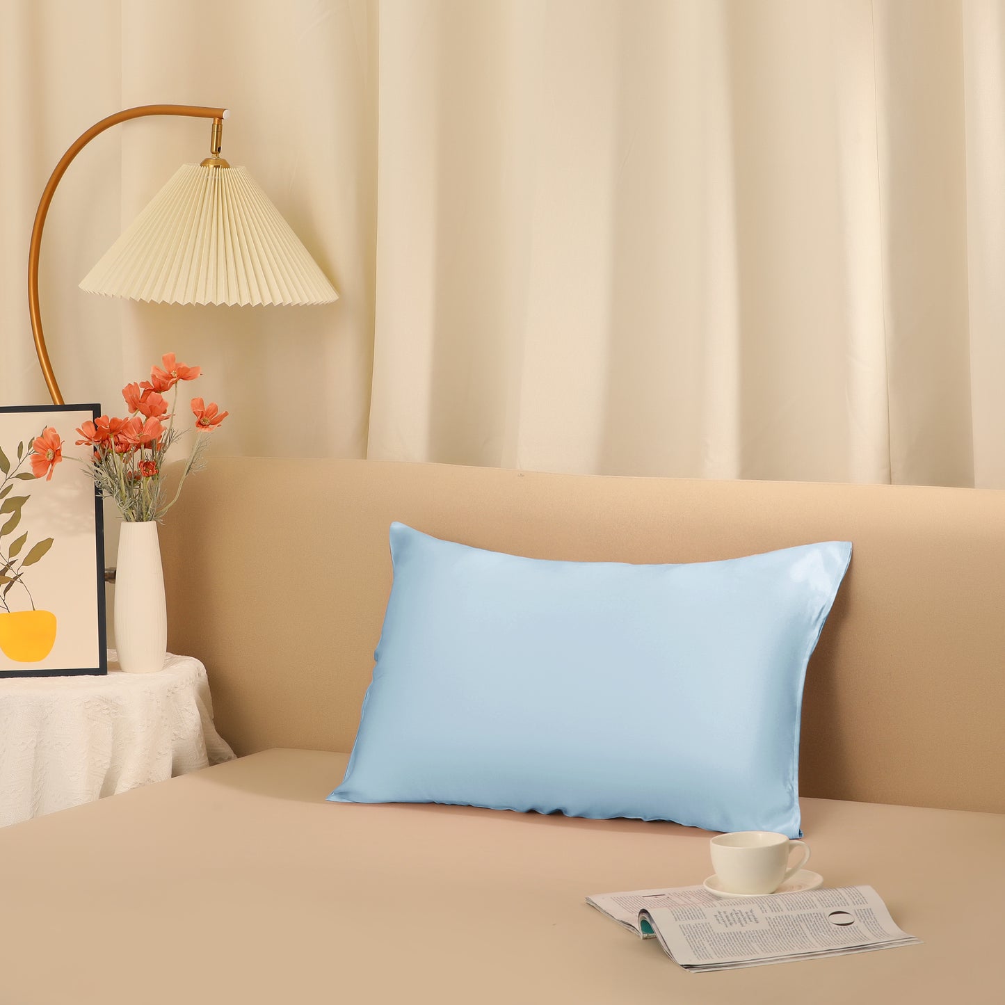 Satin Silk Pillowcase with 1 Pcs for Hair and Skin, Natural Silk Pillow Case with Envelope Closure