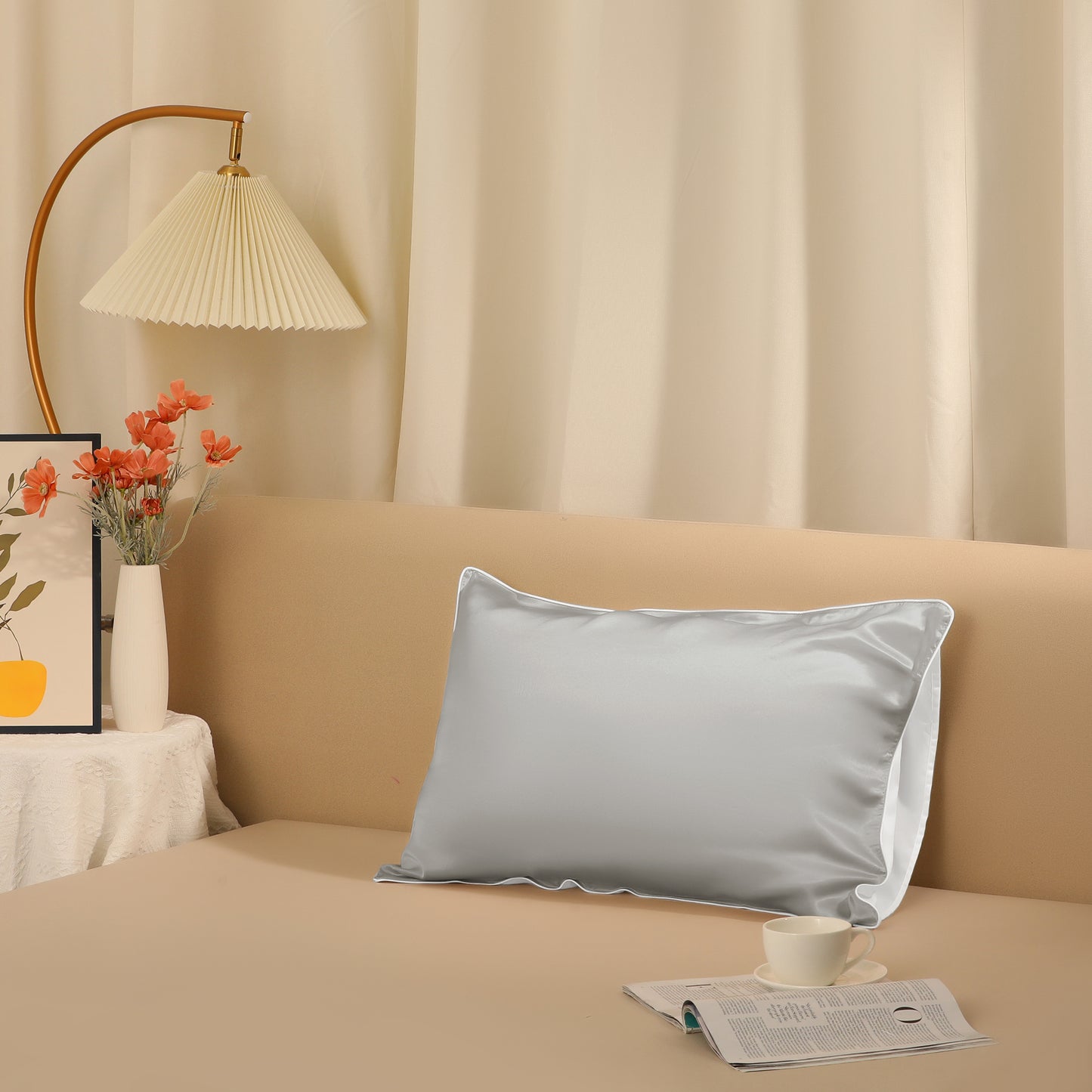 Silk Pillowcase for Hair and Skin Standard Set of 1 Soft and Smooth with Envelope Closure