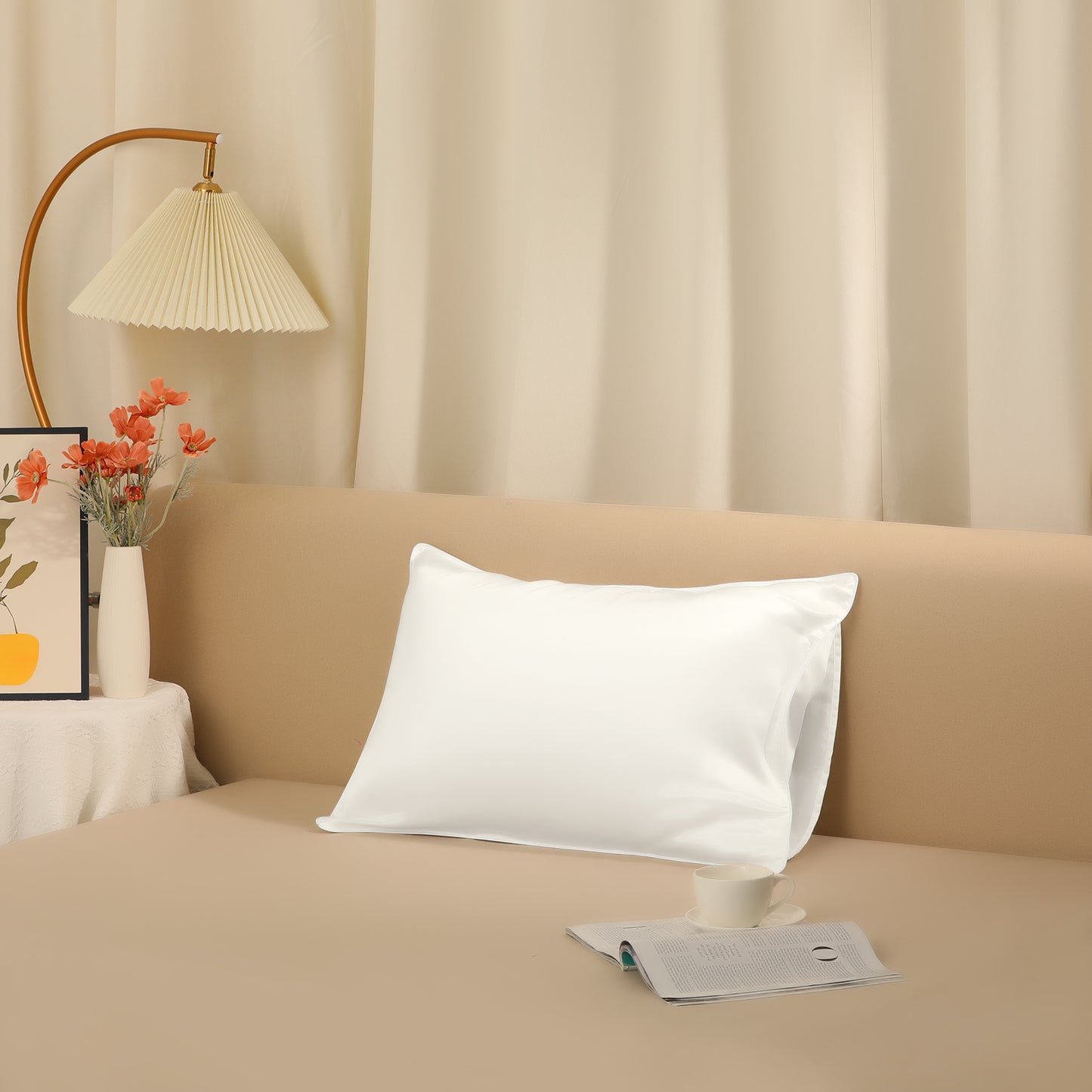 Silk Pillowcase for Hair and Skin Standard Set of 1 Soft and Smooth with Envelope Closure