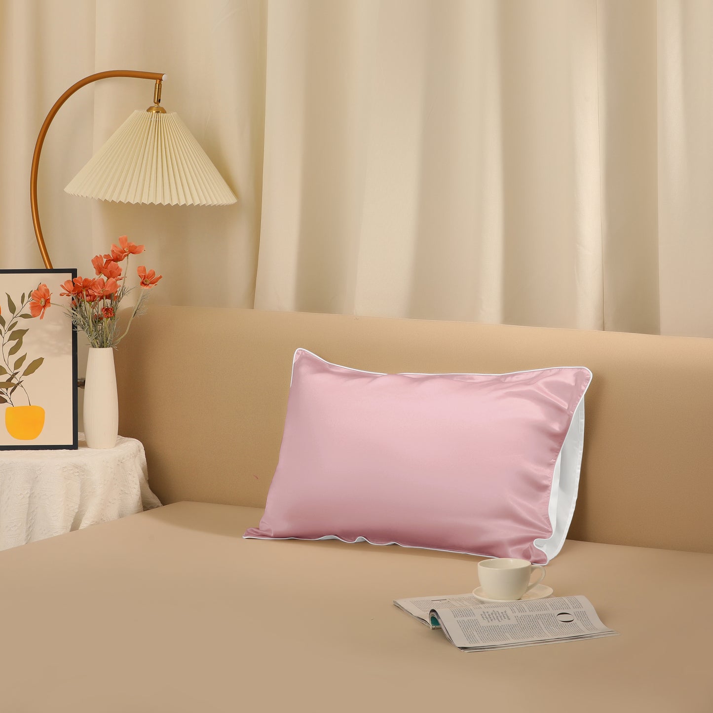 Silk Pillowcase for Hair and Skin Standard Set of 1 Soft and Smooth with Envelope Closure