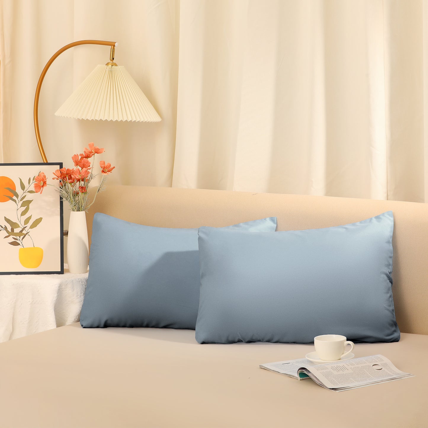 Cooling Pillowcase Set of 2 with Envelope Closure, Easy Care Pillow Cases for Friends Standard