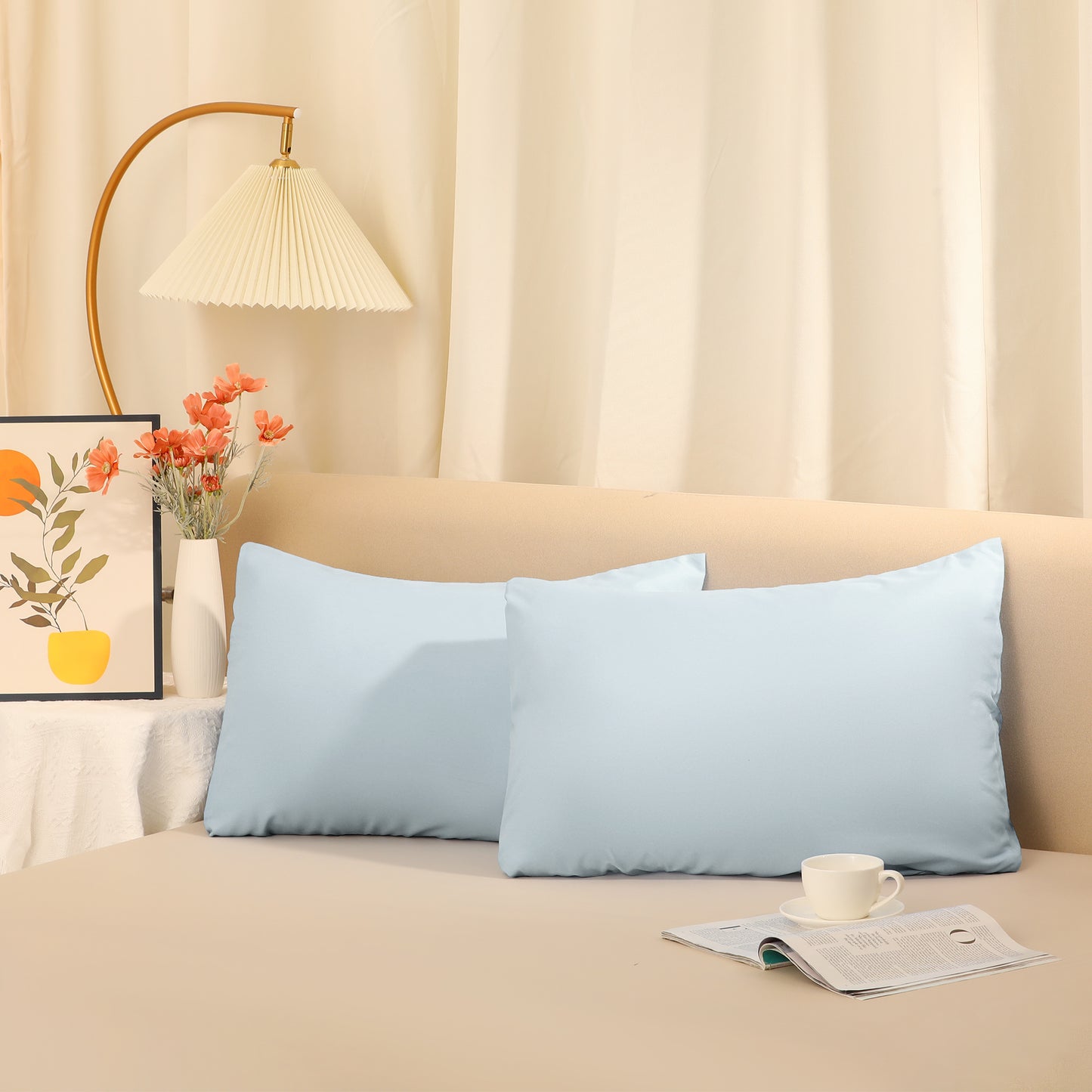 Cooling Pillowcase Set of 2 with Envelope Closure, Easy Care Pillow Cases for Friends Standard