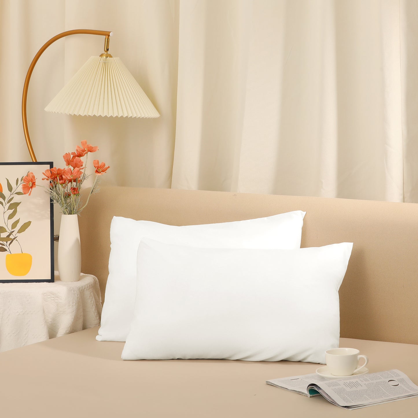 Cooling Pillowcase Set of 2 with Envelope Closure, Easy Care Pillow Cases for Friends Standard