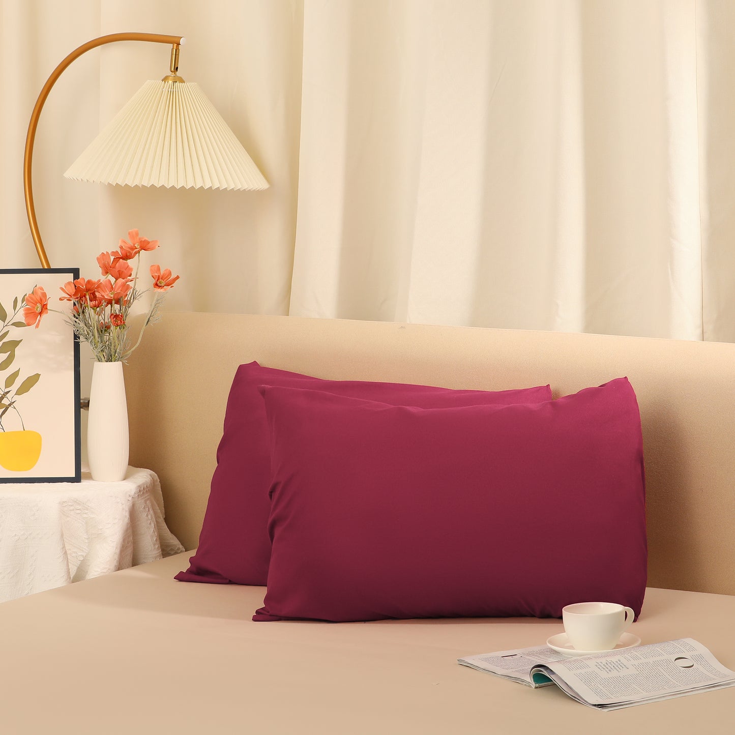 Cooling Pillowcase Set of 2 with Envelope Closure, Easy Care Pillow Cases for Friends Standard