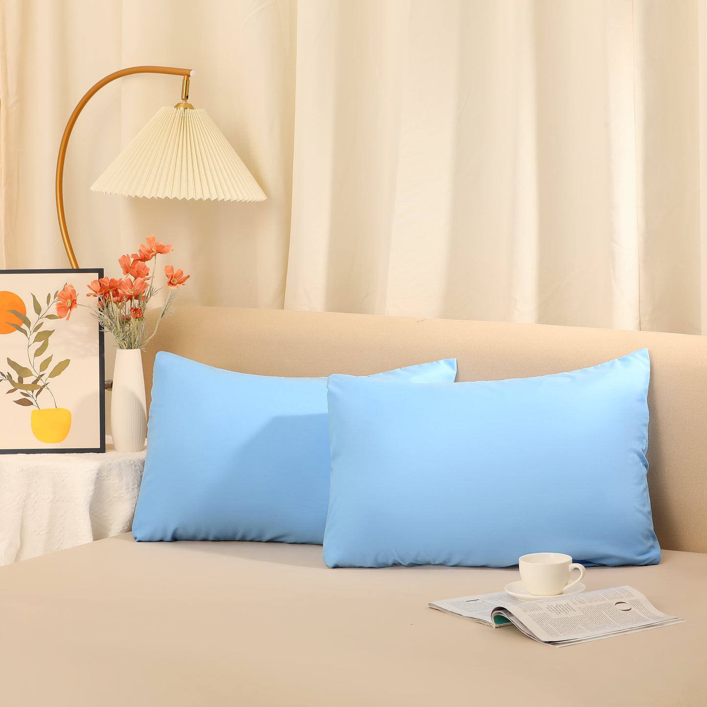 Cooling Pillowcase Set of 2 with Envelope Closure, Easy Care Pillow Cases for Friends Standard