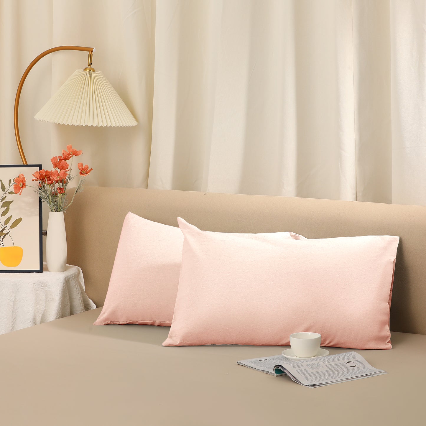 Cooling Pillowcase Set of 2 with Envelope Closure, Soft and Breathable Pillow Cases