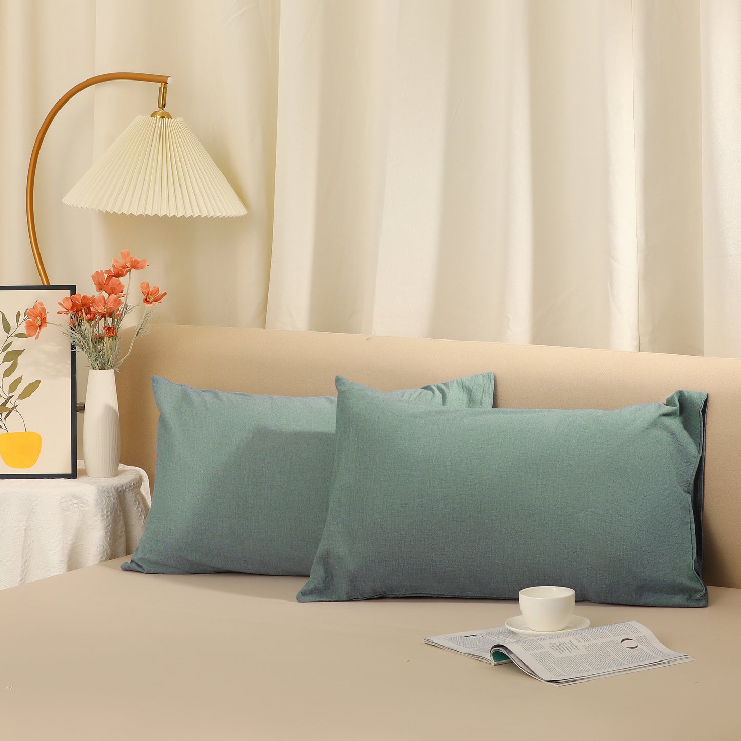 Cooling Pillowcase Set of 2 with Envelope Closure, Soft and Breathable Pillow Cases
