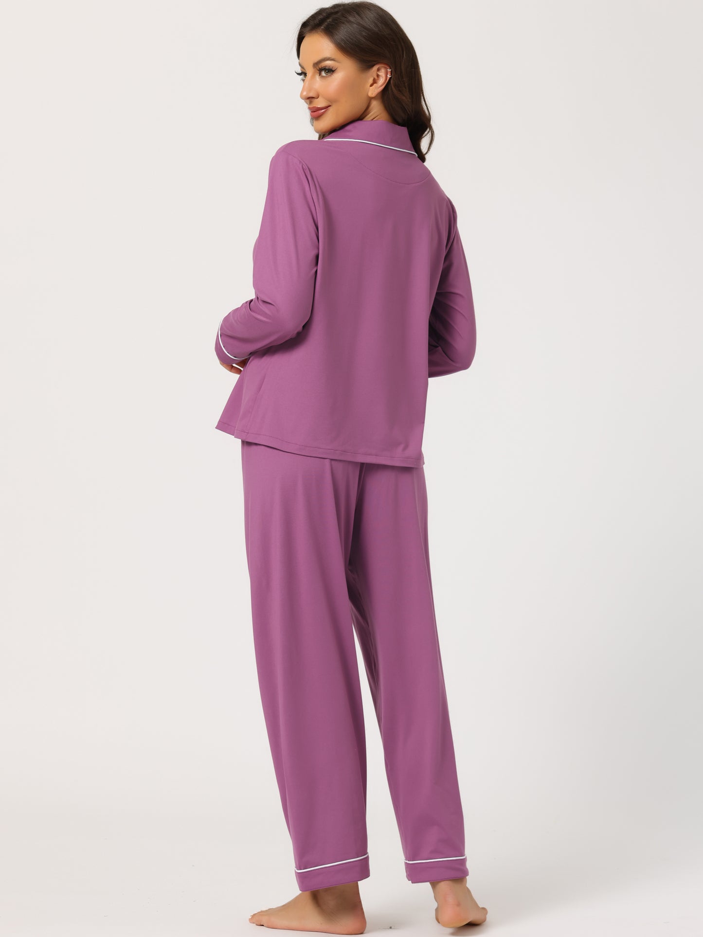 Women's Sleepwear Pajamas Modal Button Down Nightshirt Long Sleeves with Pants Loungewear Set