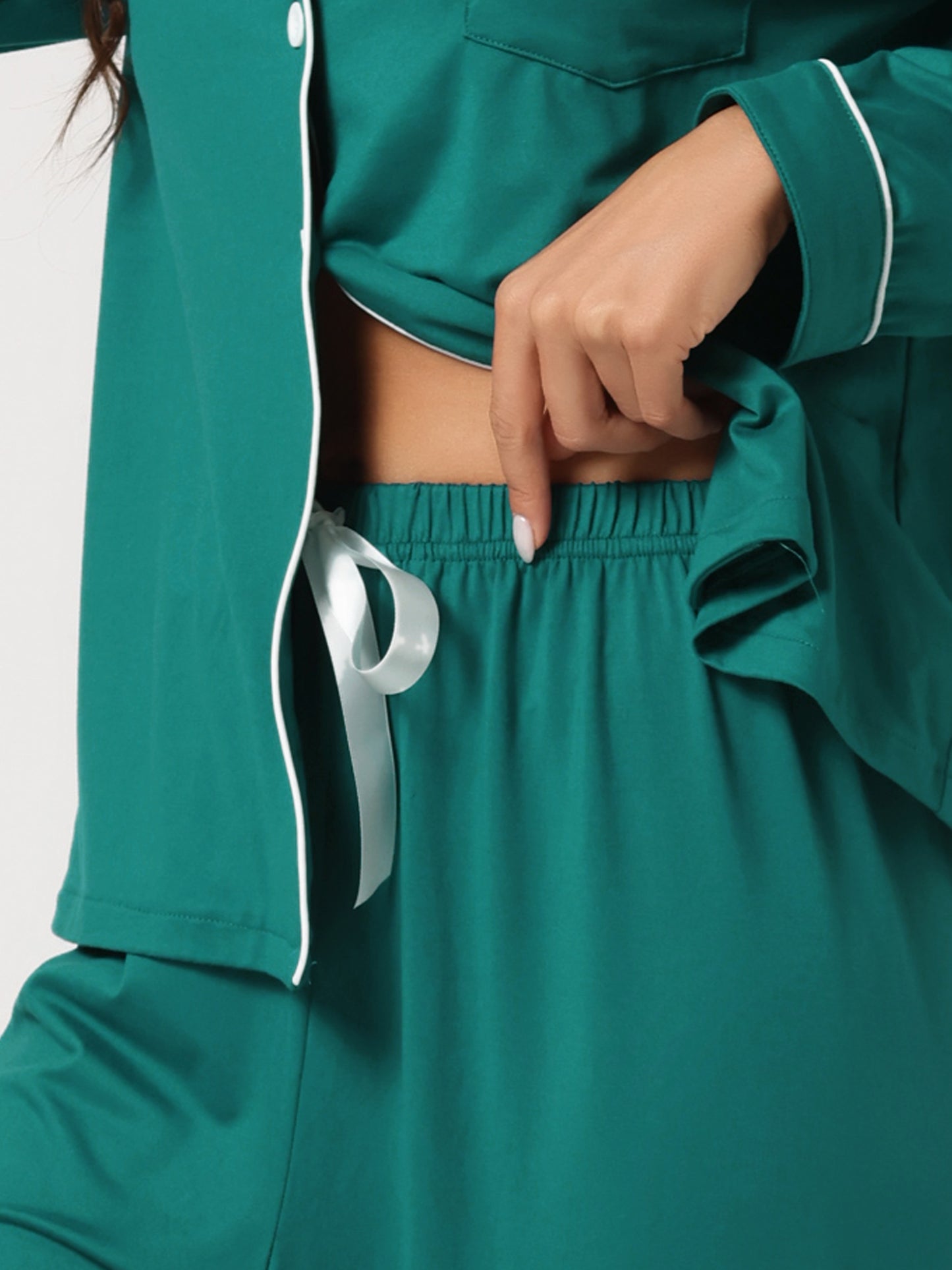 Pijama de mujer, camisón modal con botones, manga larga y pantalón, conjunto de ropa de estar por casa