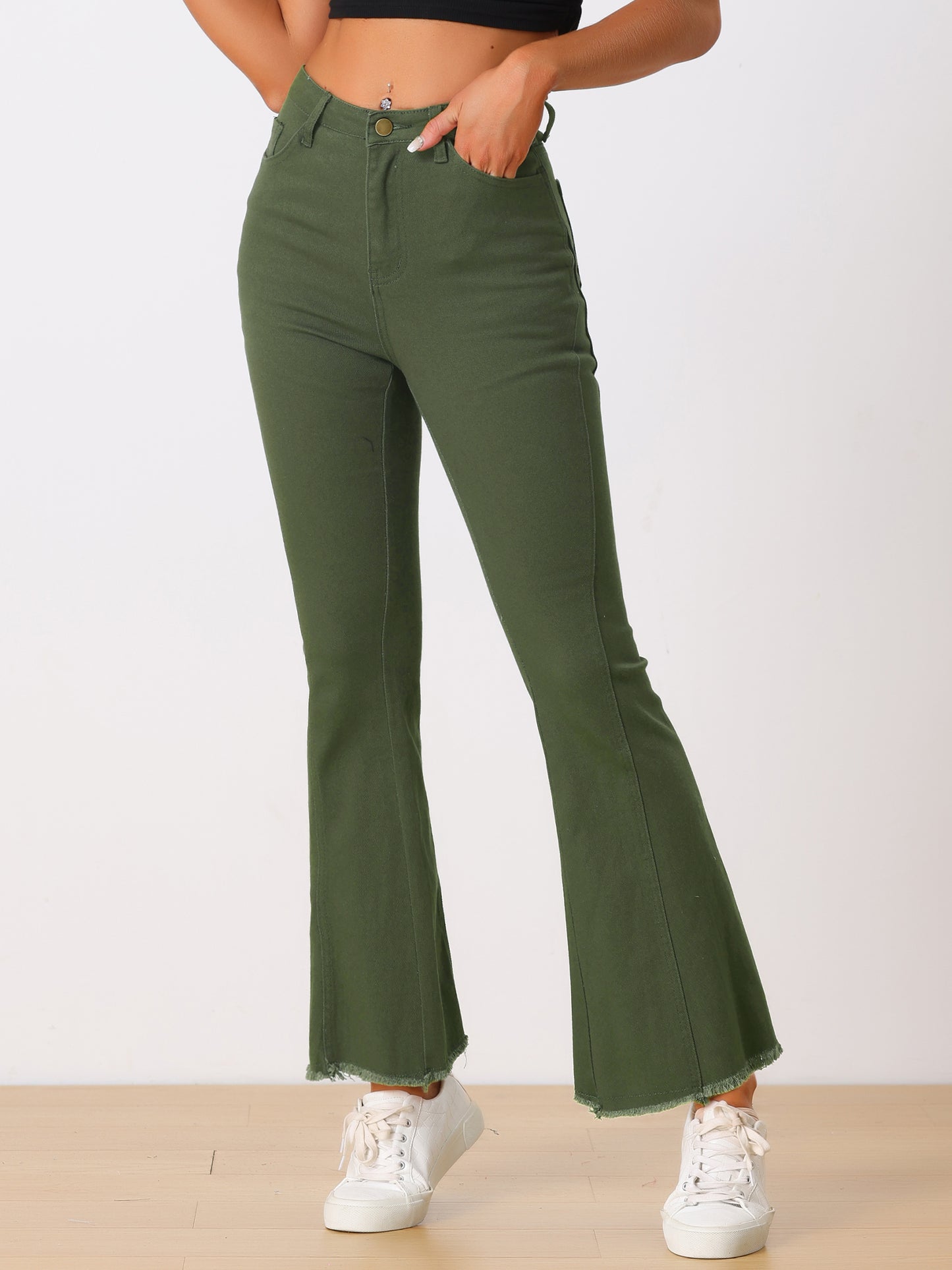 Vaqueros acampanados vintage de los años 70 para mujer, de cintura alta, elásticos, de mezclilla, pantalones de campana