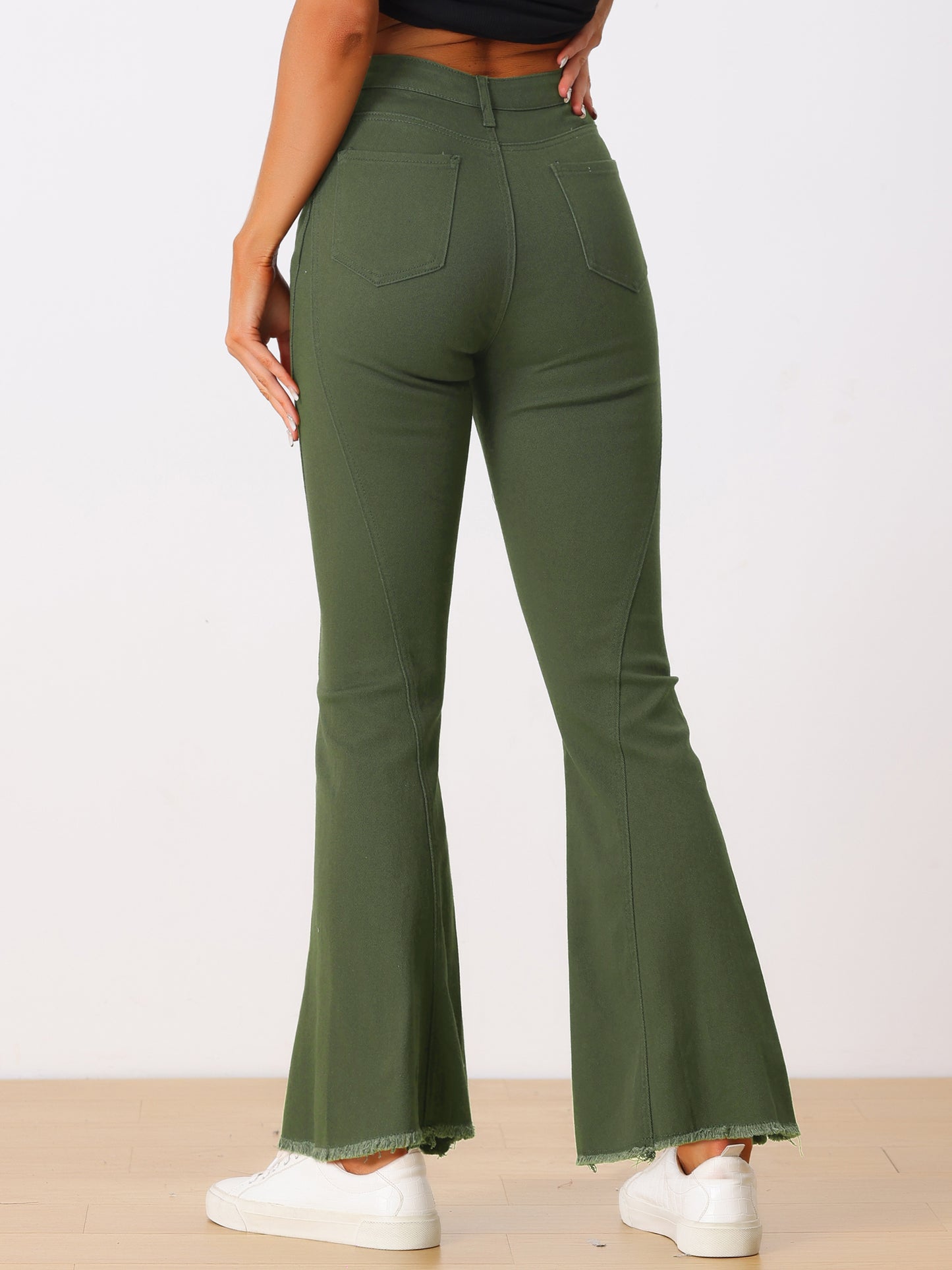 Vaqueros acampanados vintage de los años 70 para mujer, de cintura alta, elásticos, de mezclilla, pantalones de campana