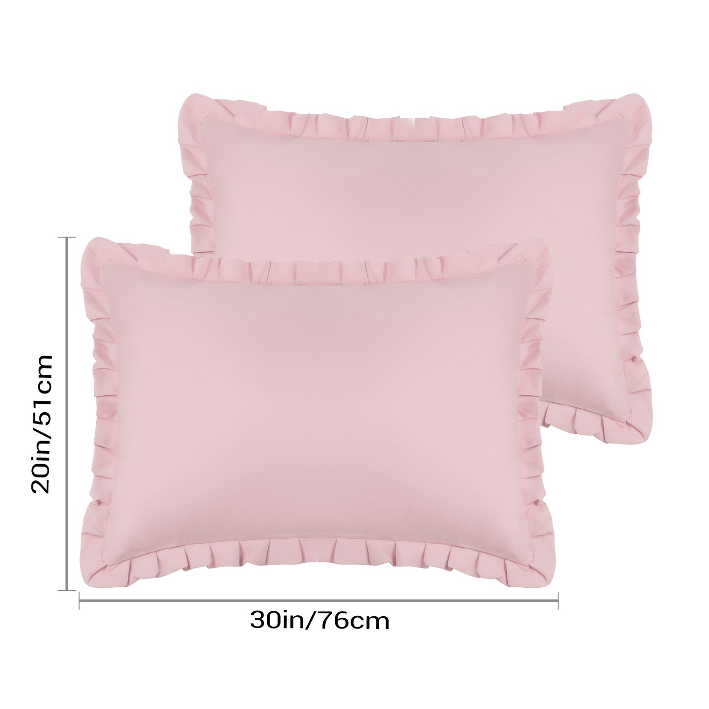 Ruffled Pillow Shams, Pack of 2 Edge Ruffled Pillow Cases Covers with Envelope Closure