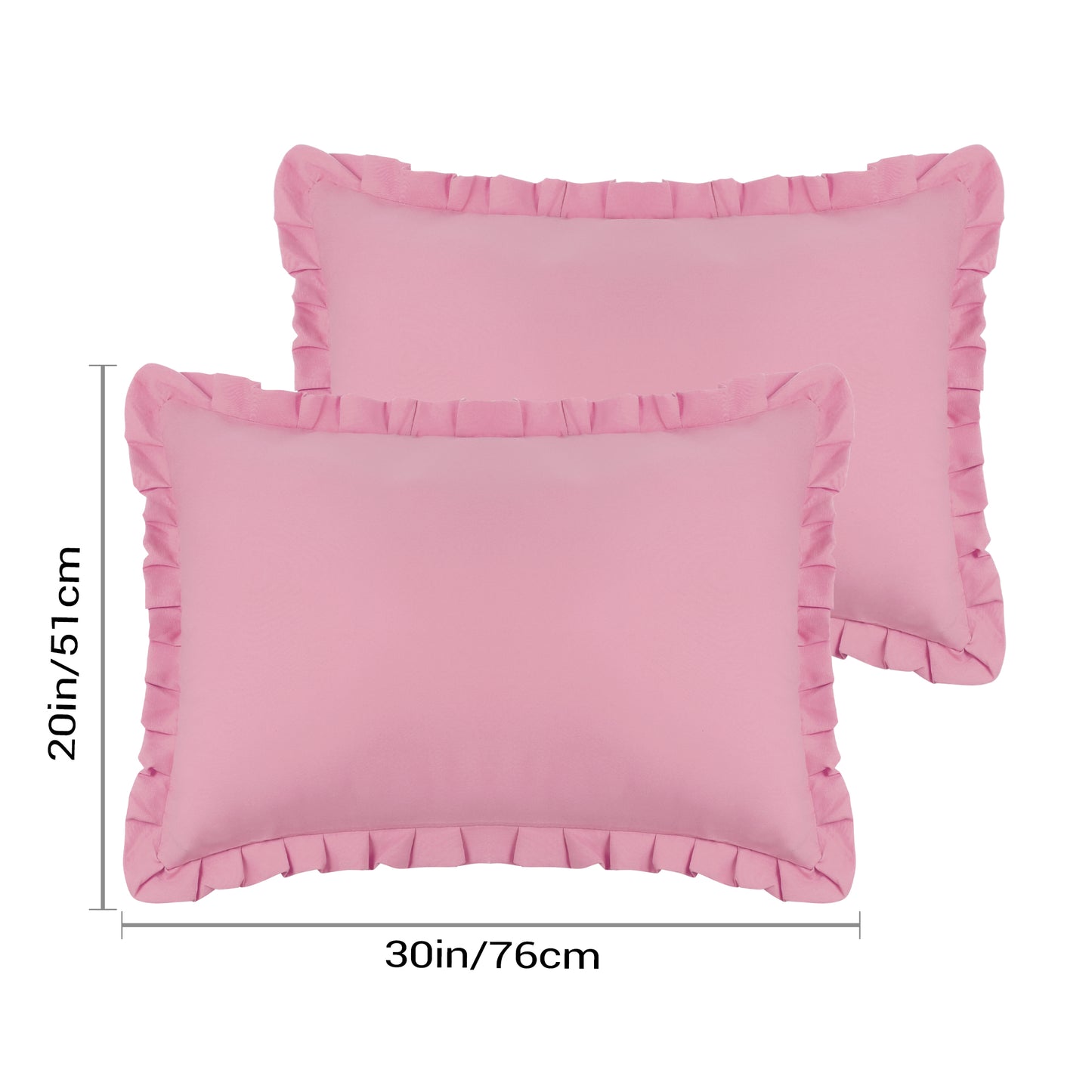 Ruffled Pillow Shams, Pack of 2 Edge Ruffled Pillow Cases Covers with Envelope Closure