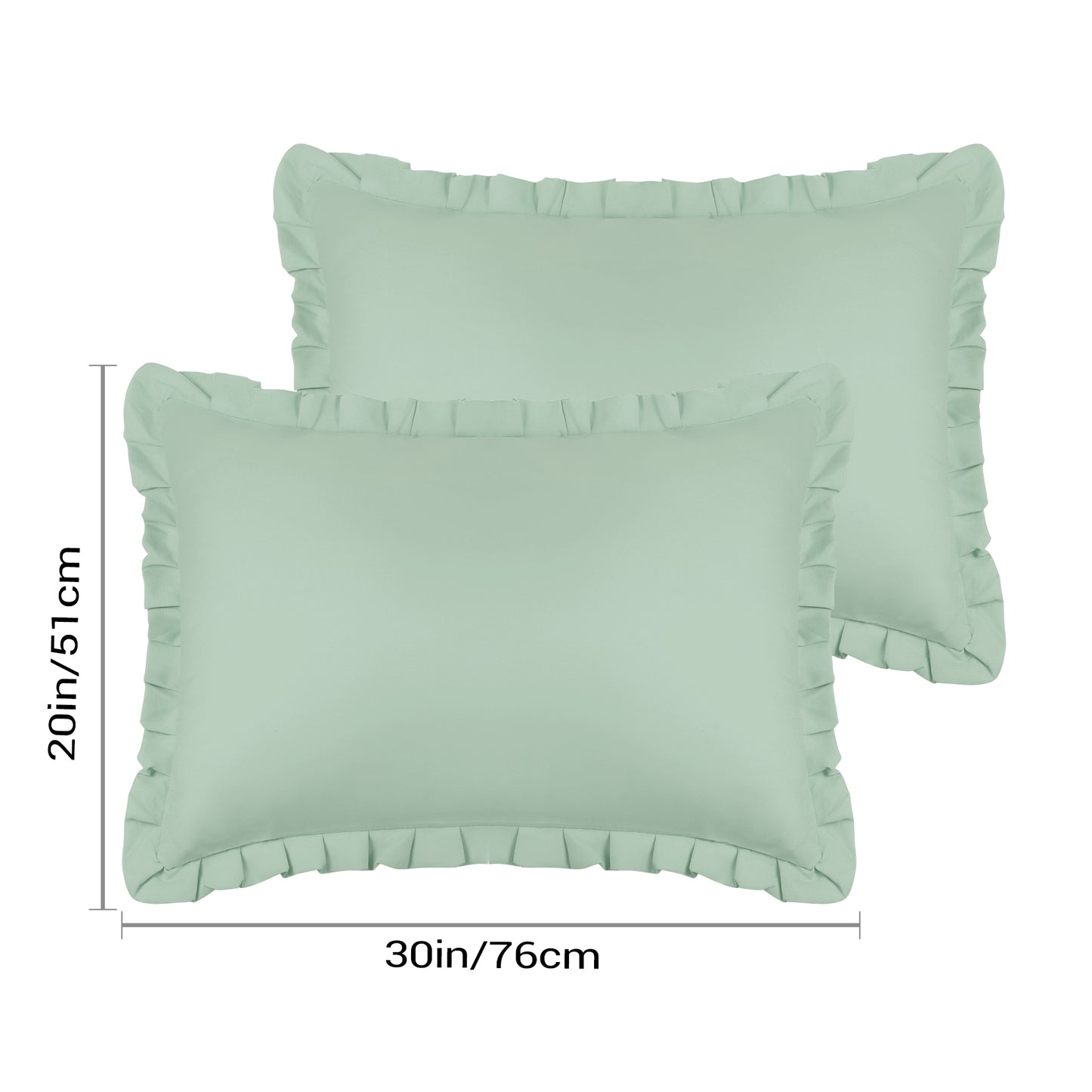 Ruffled Pillow Shams, Pack of 2 Edge Ruffled Pillow Cases Covers with Envelope Closure