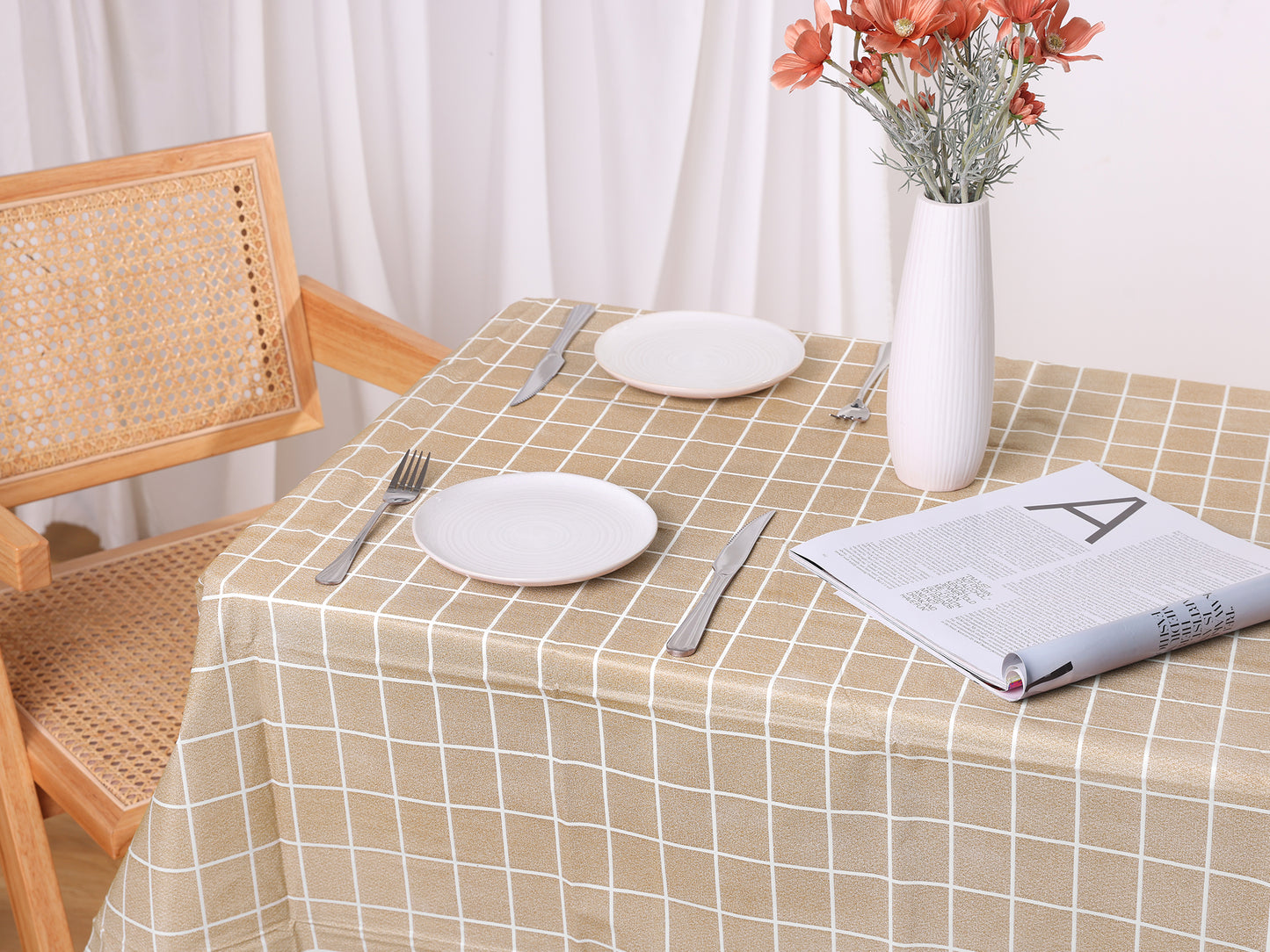 Rectangle Checkered Tablecloth 6 Pack, Disposable Plastic Waterproof Table Cover