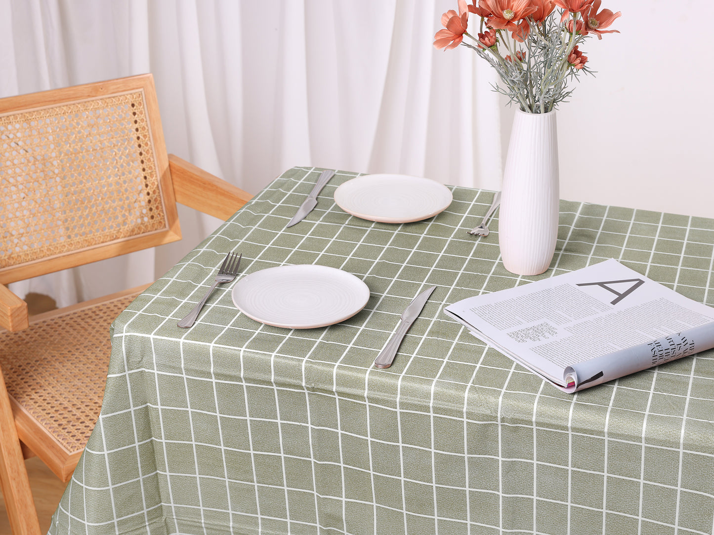 Rectangle Checkered Tablecloth 6 Pack, Disposable Plastic Waterproof Table Cover