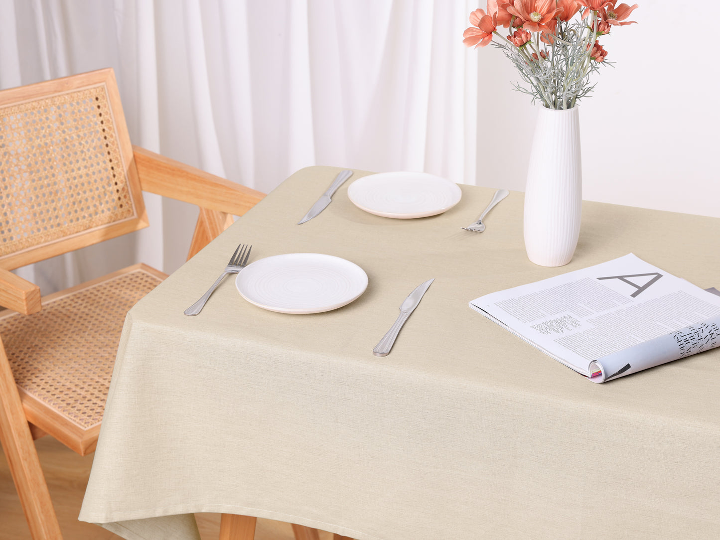 1 Pack Rectangle Tablecloth, Wrinkle Resistant Washable Linen Table Cover