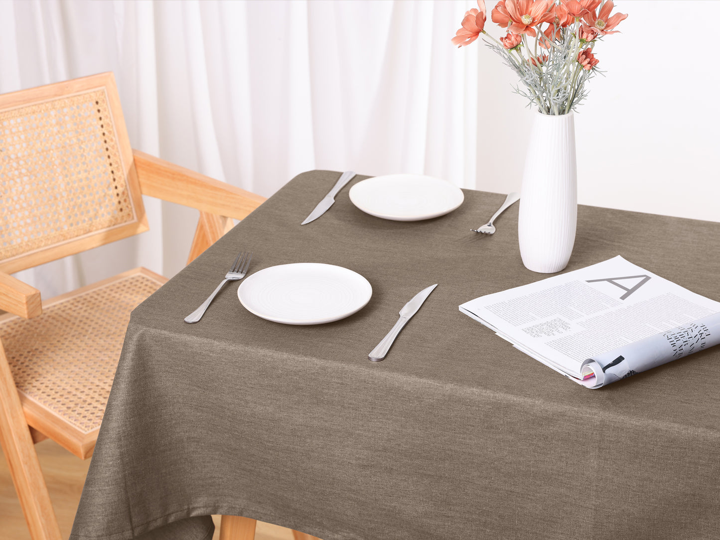 1 Pack Rectangle Tablecloth, Wrinkle Resistant Washable Linen Table Cover