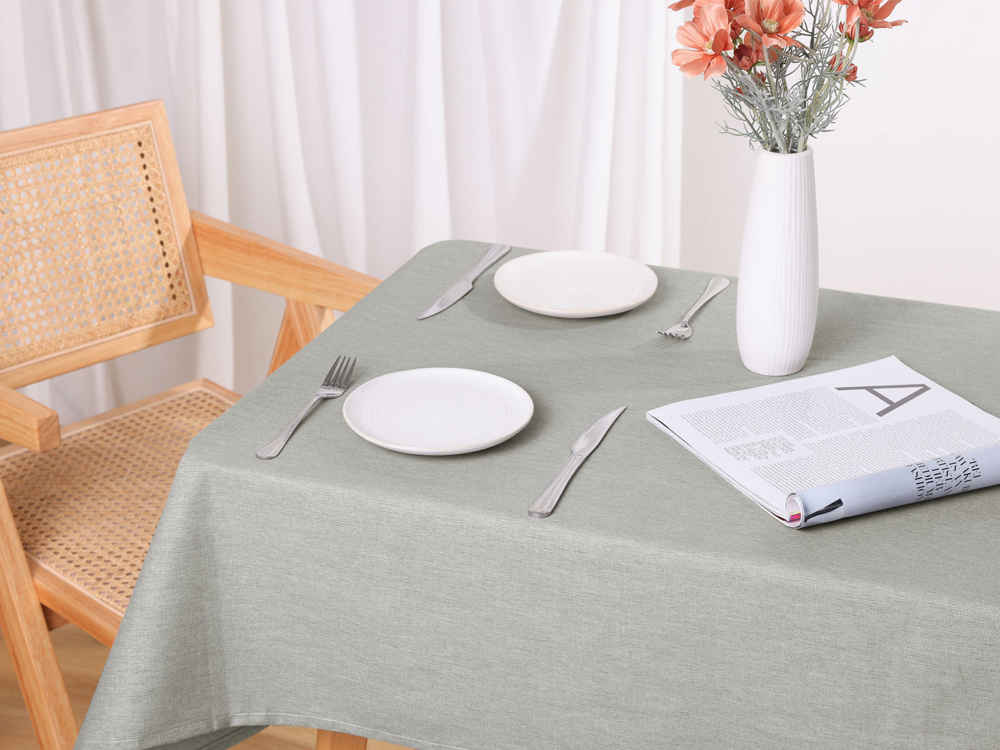 1 Pack Rectangle Tablecloth, Wrinkle Resistant Washable Linen Table Cover