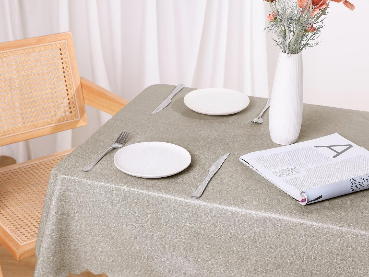 1 Pack Rectangle Tablecloth, Oil-Proof, Spill-Proof, and Water Resistance PVC Table Cover