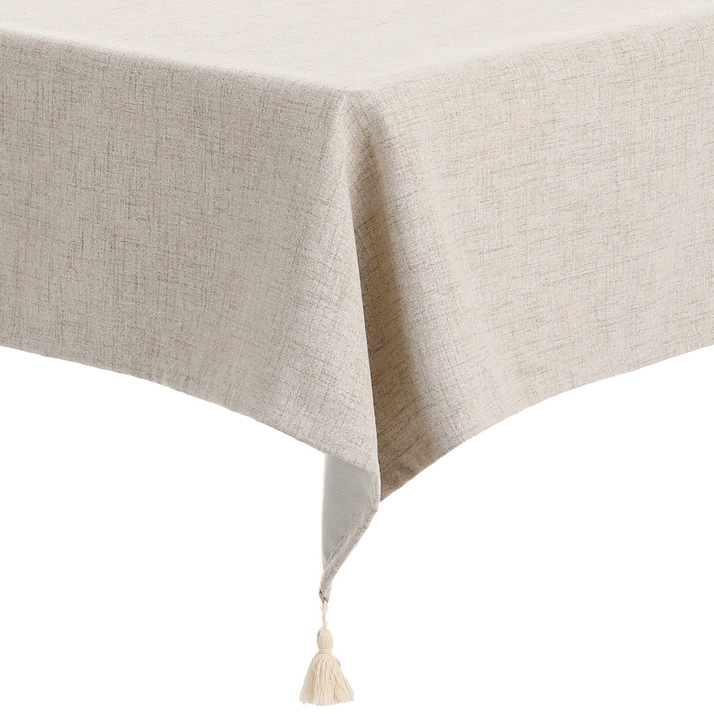 Mantel rectangular con borlas, de lino y algodón, lavable y resistente a las arrugas (paquete de 1)