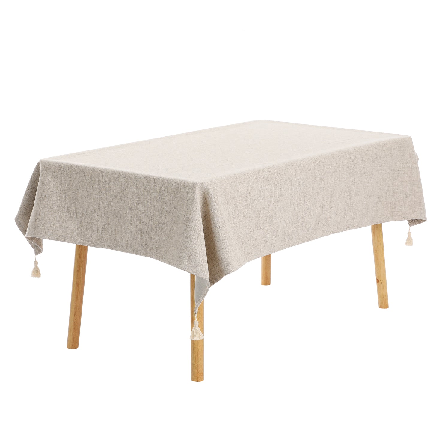 Mantel rectangular con borlas, de lino y algodón, lavable y resistente a las arrugas (paquete de 1)