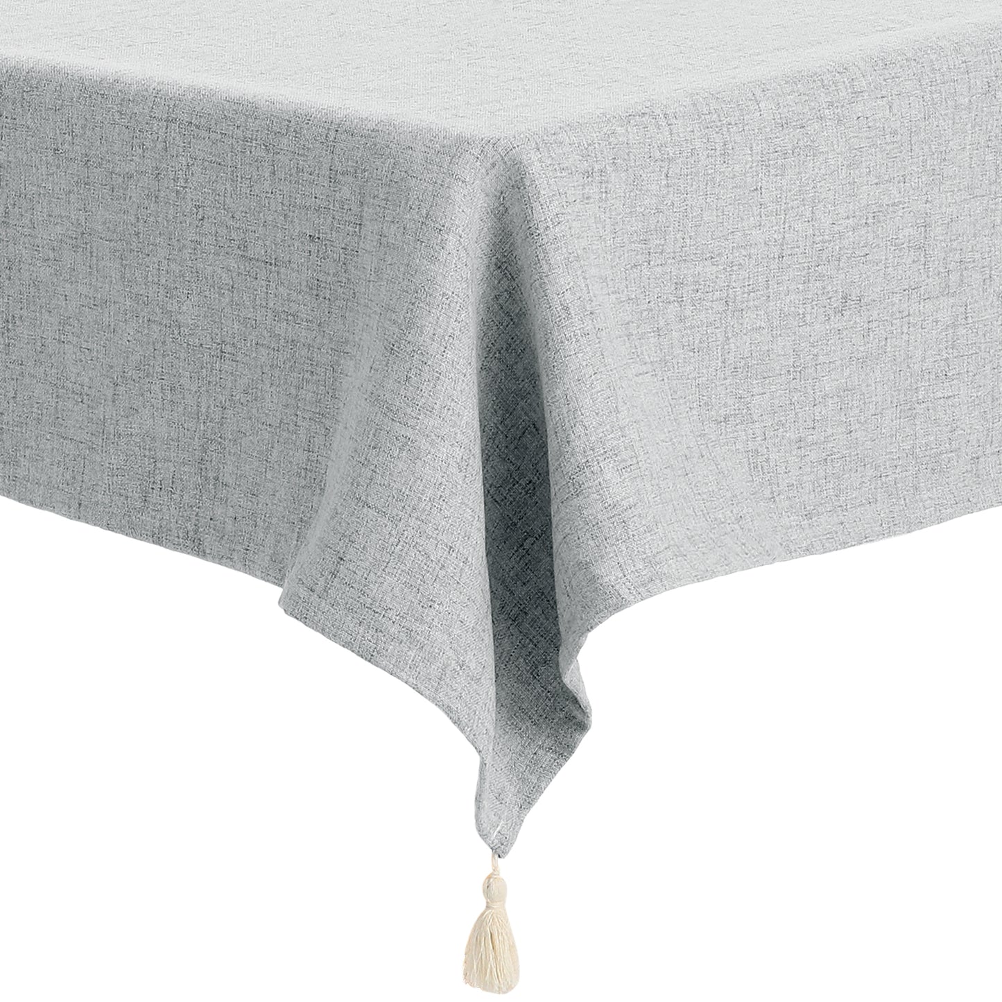 Mantel rectangular con borlas, de lino y algodón, lavable y resistente a las arrugas (paquete de 1)