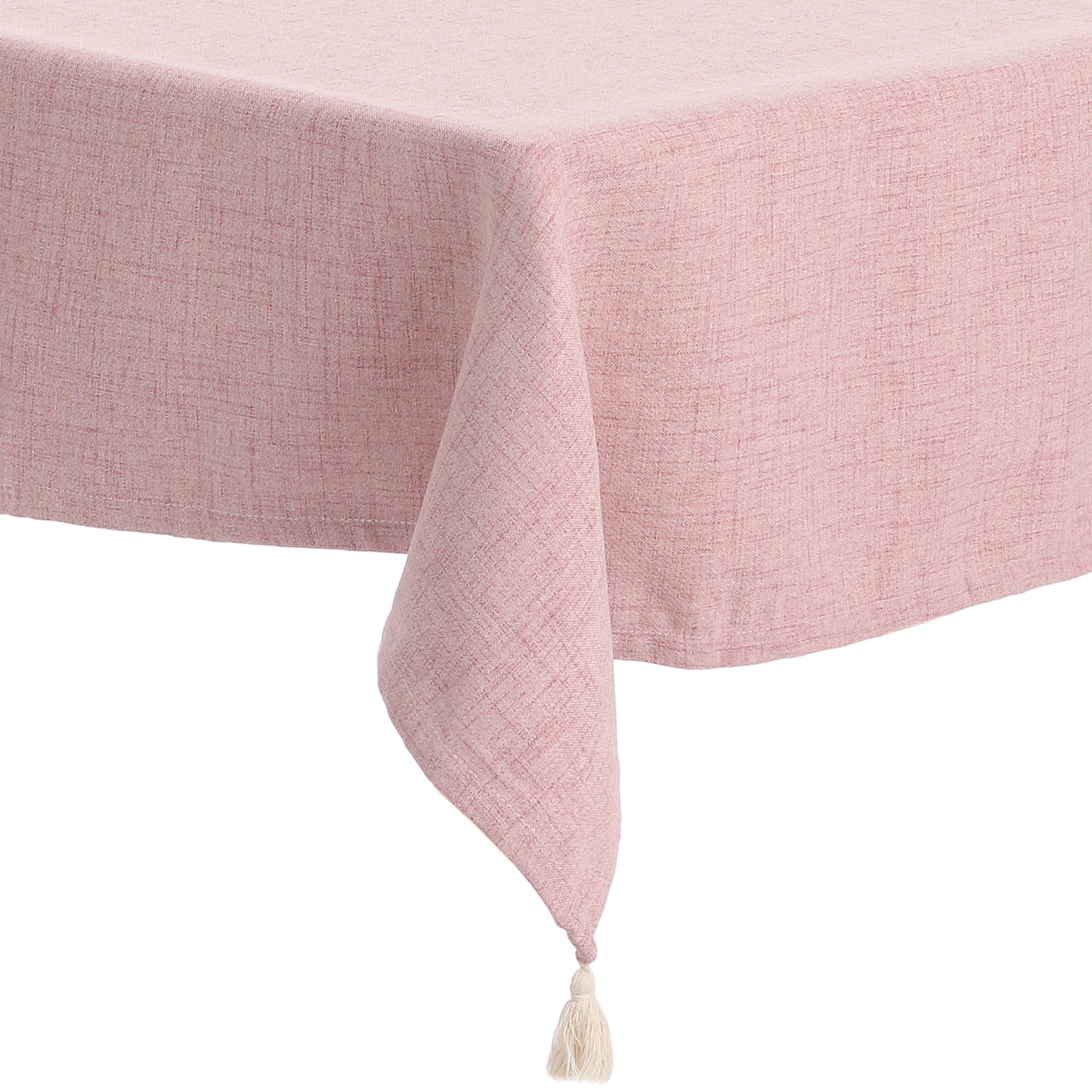 1 Pack Rectangle Tablecloth with Tassels, Wrinkle Resistant Washable Cotton Linen