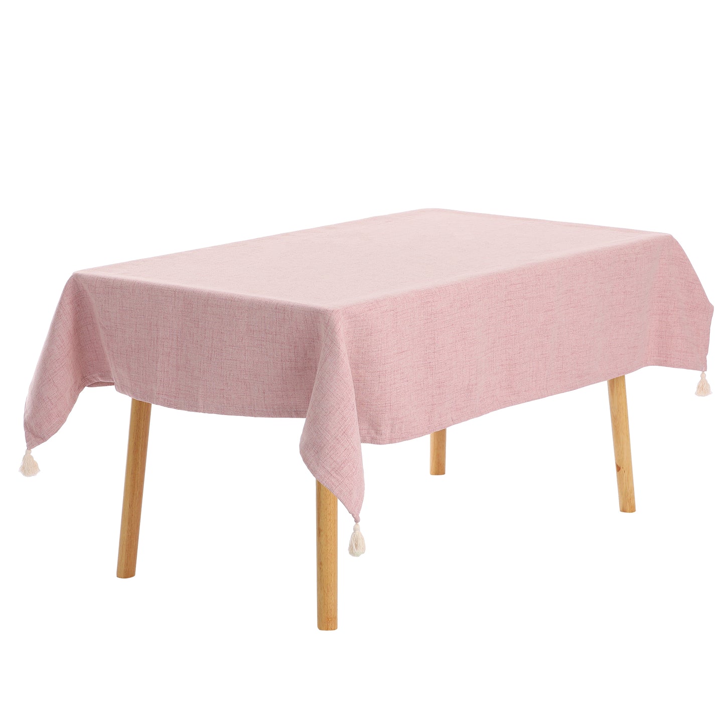 1 Pack Rectangle Tablecloth with Tassels, Wrinkle Resistant Washable Cotton Linen