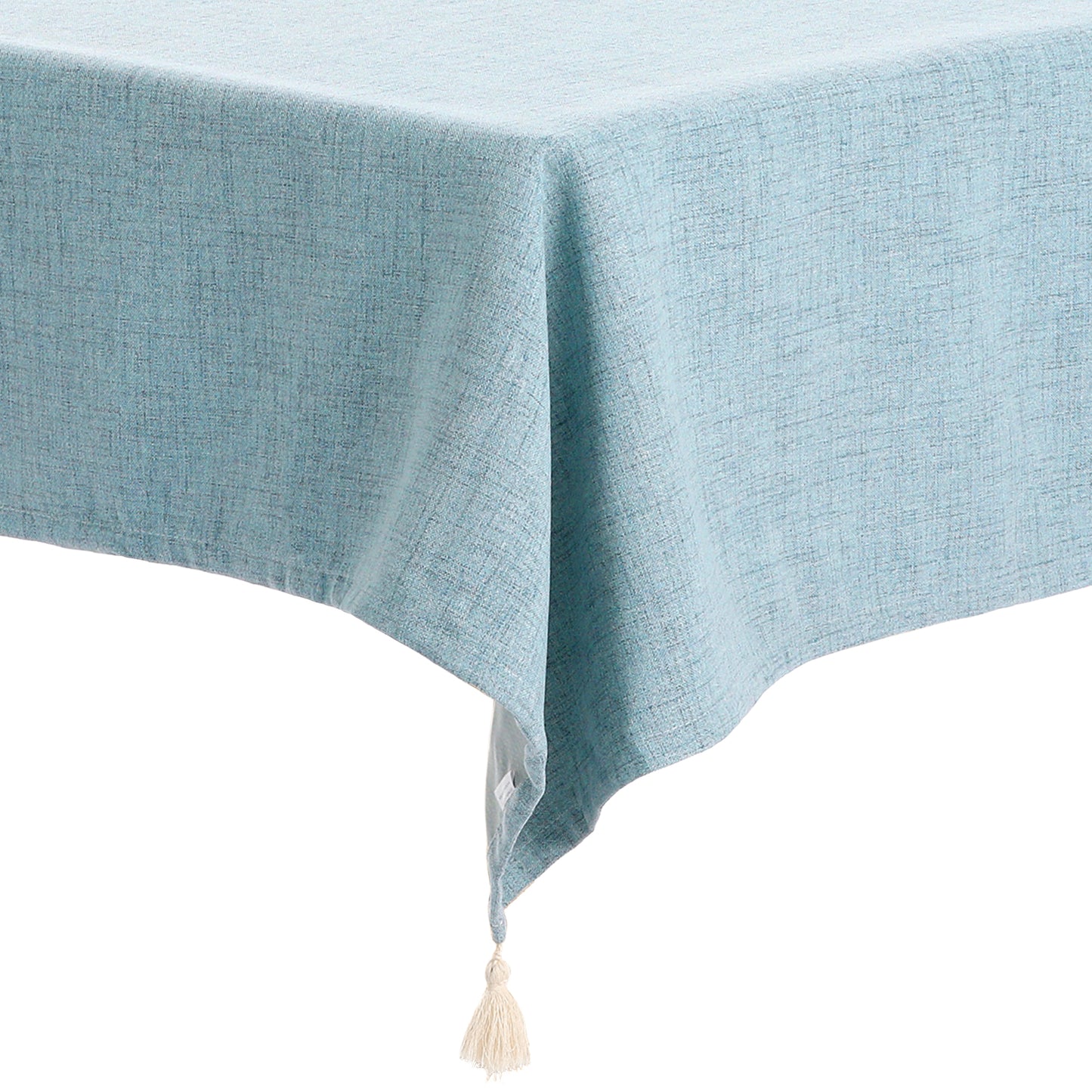 Mantel rectangular con borlas, de lino y algodón, lavable y resistente a las arrugas (paquete de 1)