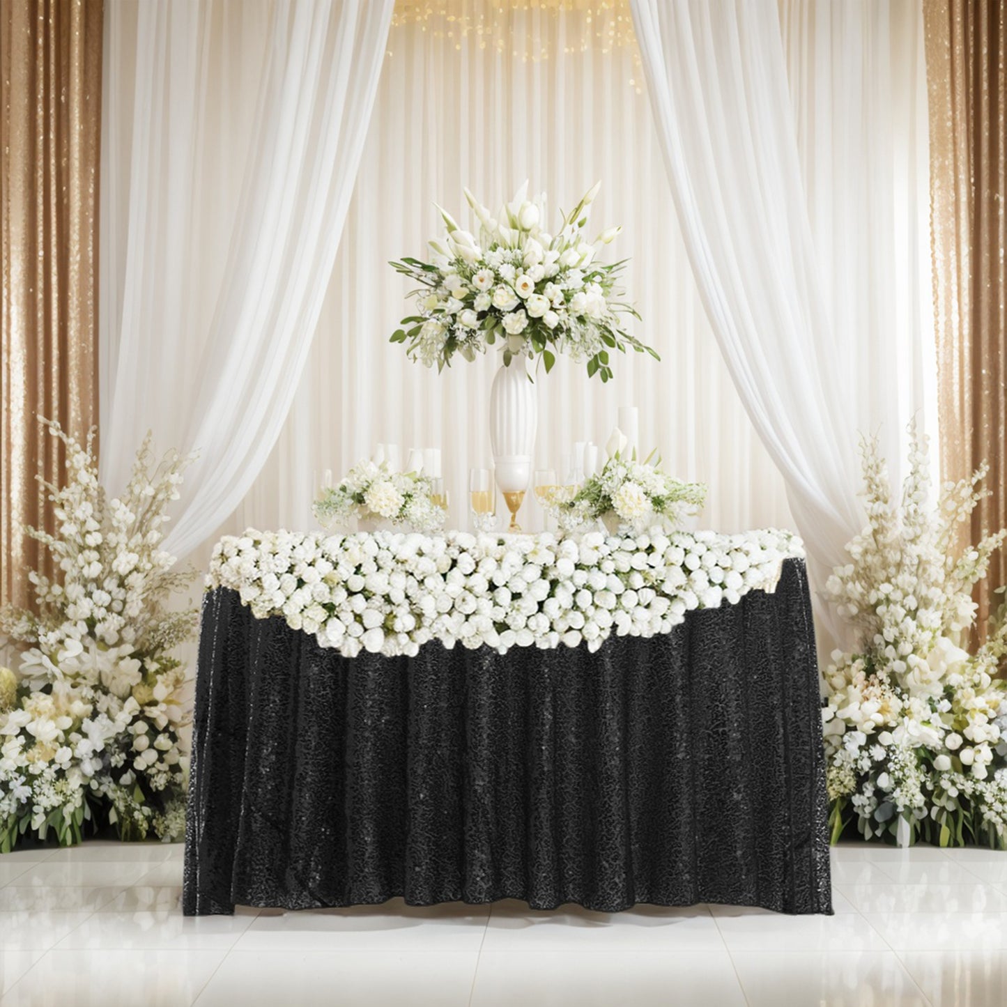 1 Pack Round Tablecloth, Polyester Sequin Table Cover