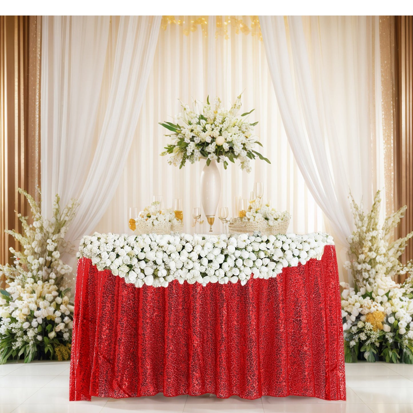 1 Pack Round Tablecloth, Polyester Sequin Table Cover