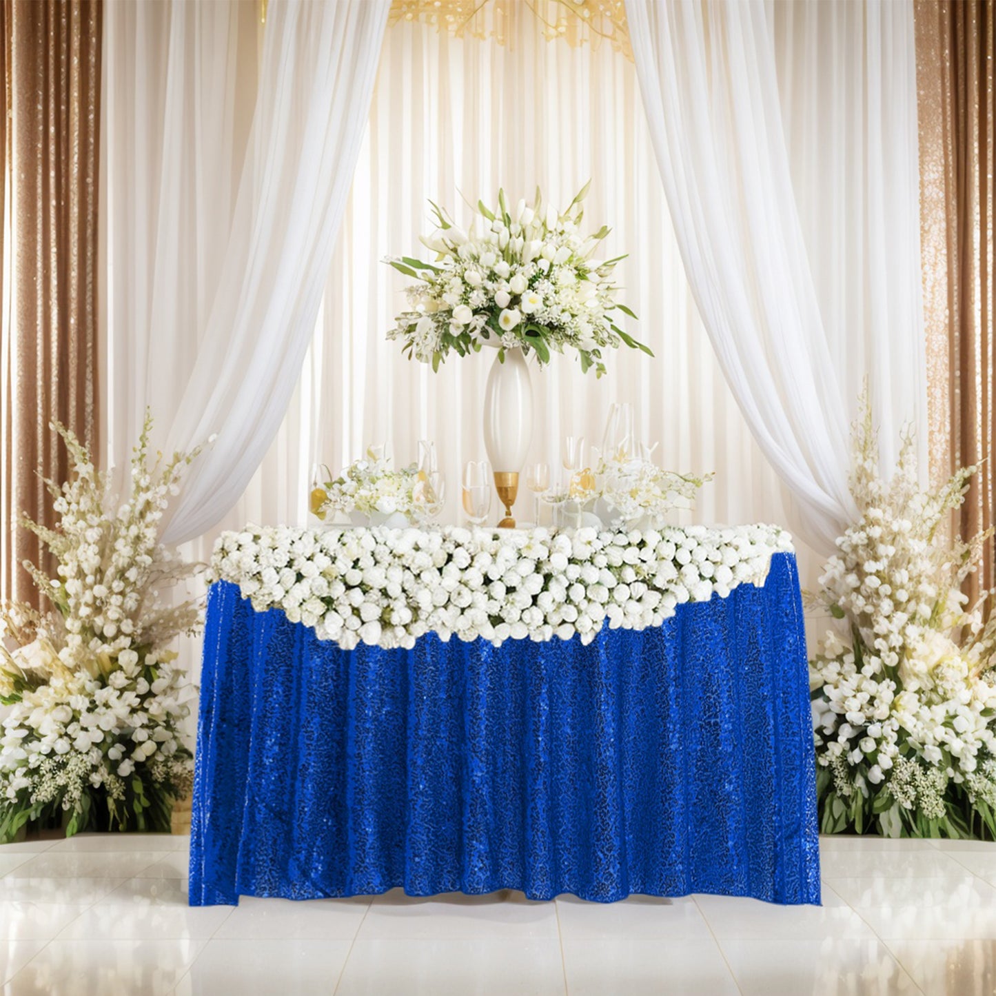 1 Pack Round Tablecloth, Polyester Sequin Table Cover