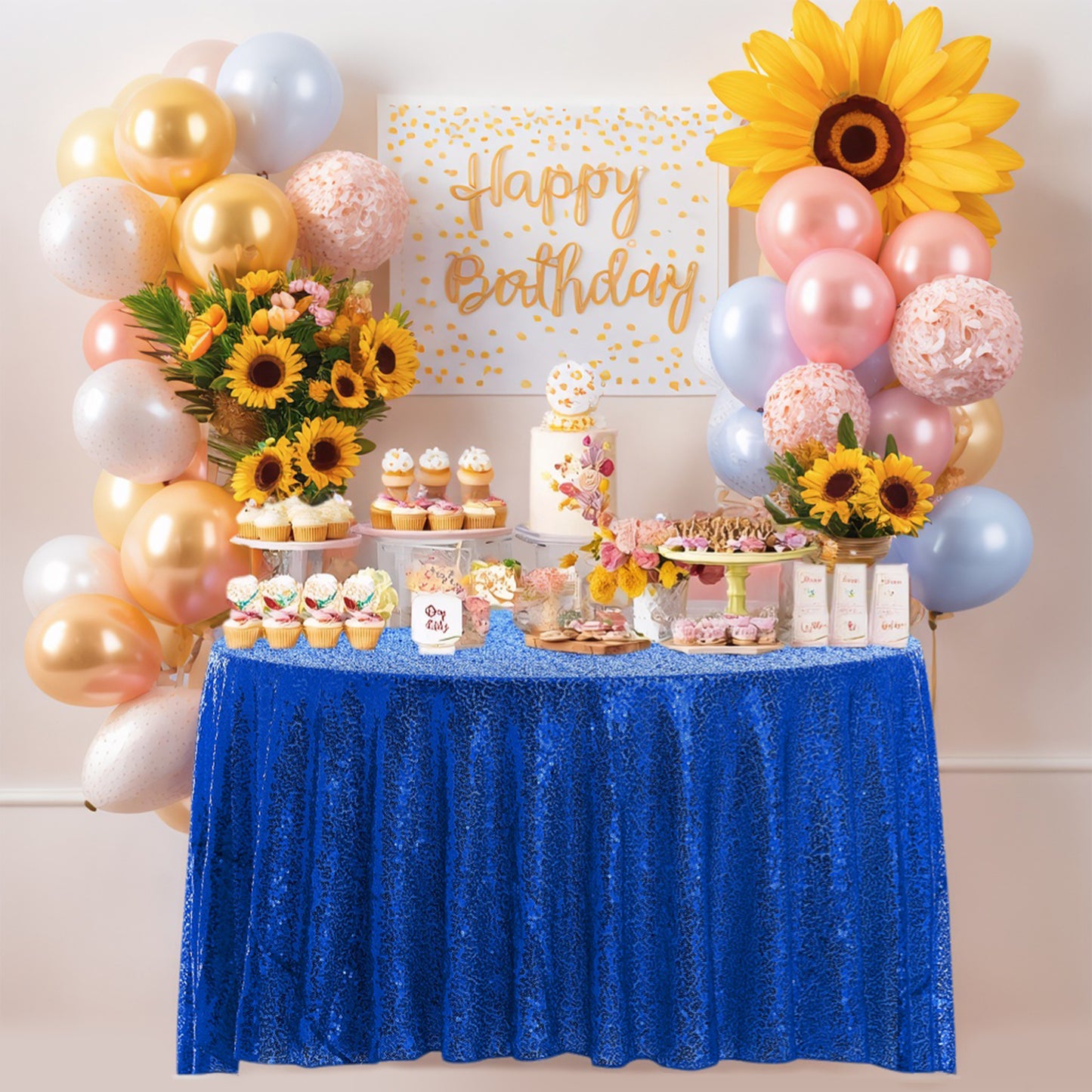 1 Pack Round Tablecloth, Polyester Sequin Table Cover