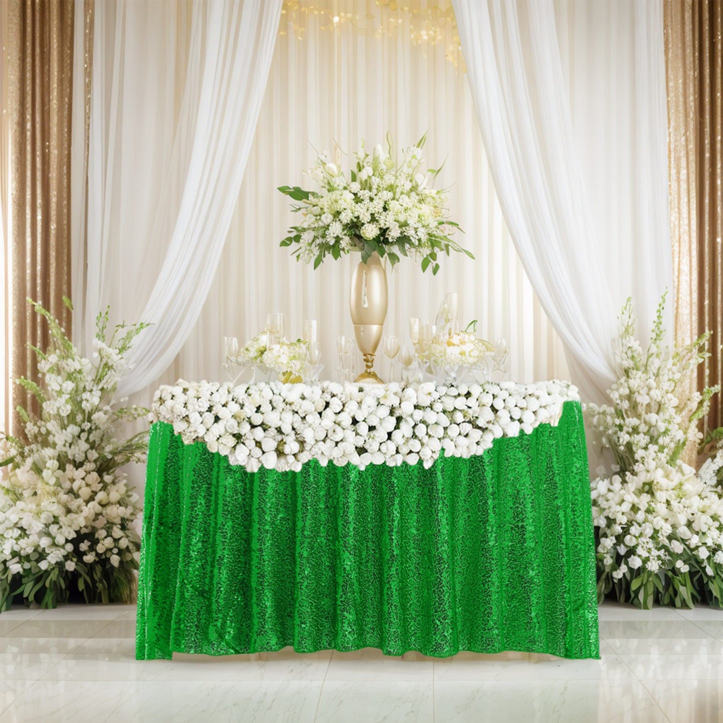 1 Pack Round Tablecloth, Polyester Sequin Table Cover