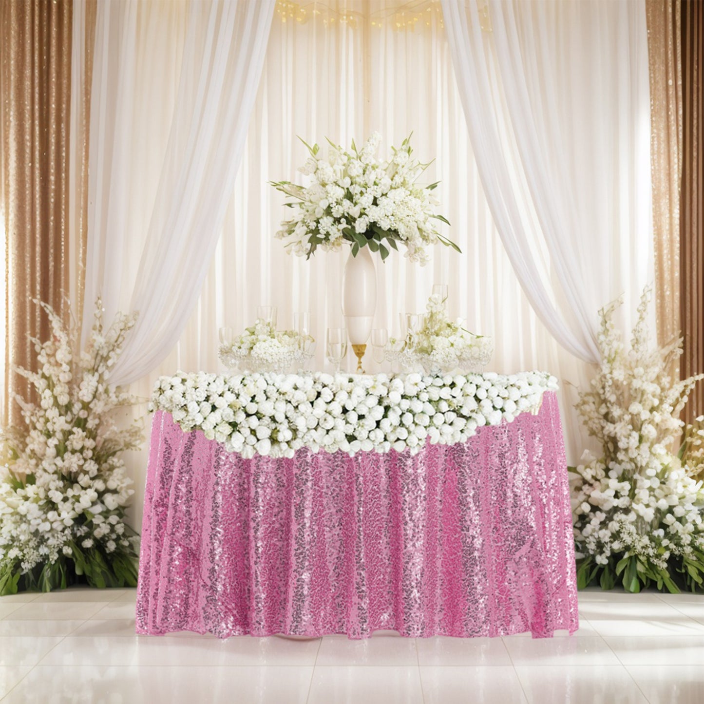 1 Pack Round Tablecloth, Polyester Sequin Table Cover