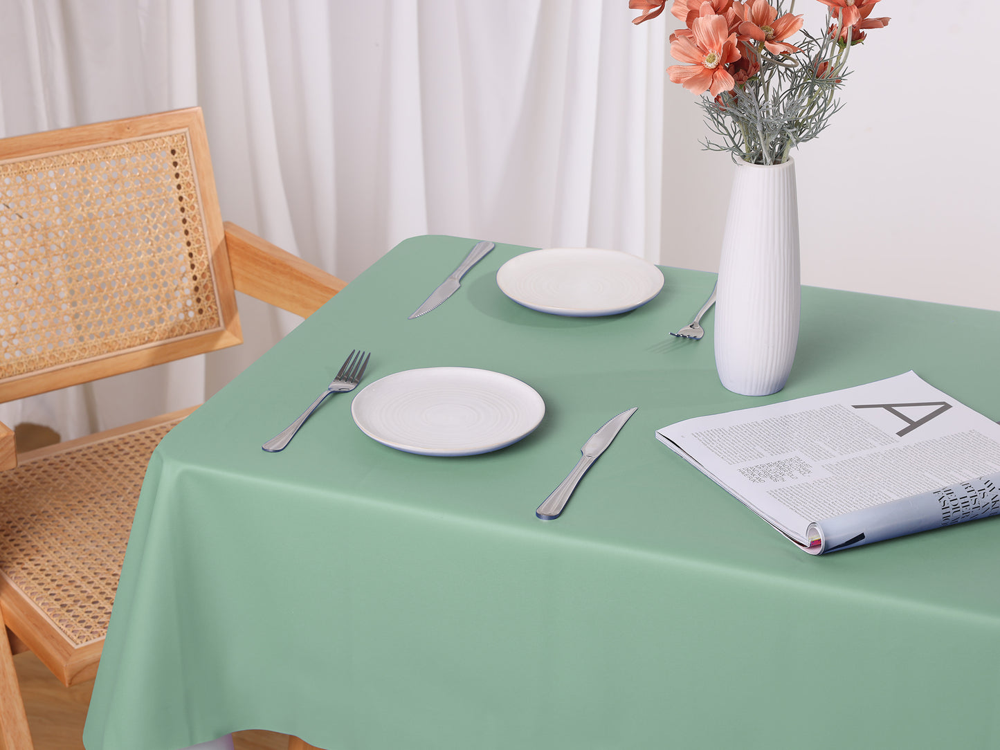 1 Pack Rectangle Tablecloth, Washable Water Resistance TPU Table Cover