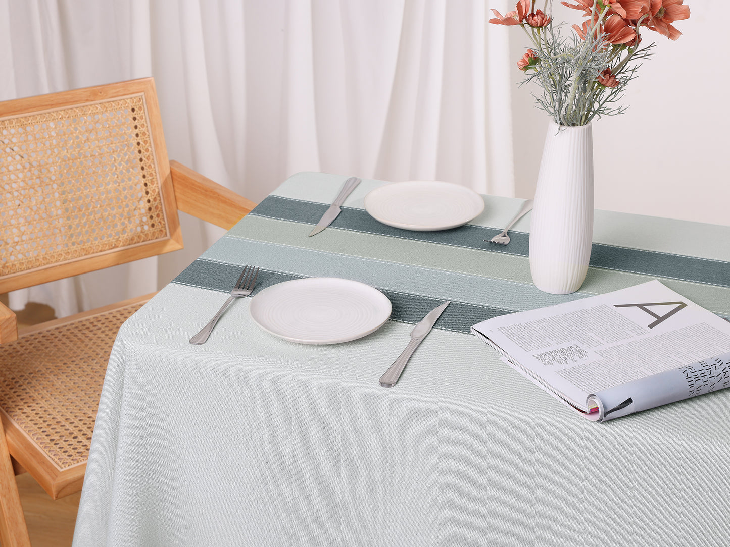 1 Pack Rectangle Rustic Tablecloth, Cotton Linen Waterproof Table Cover