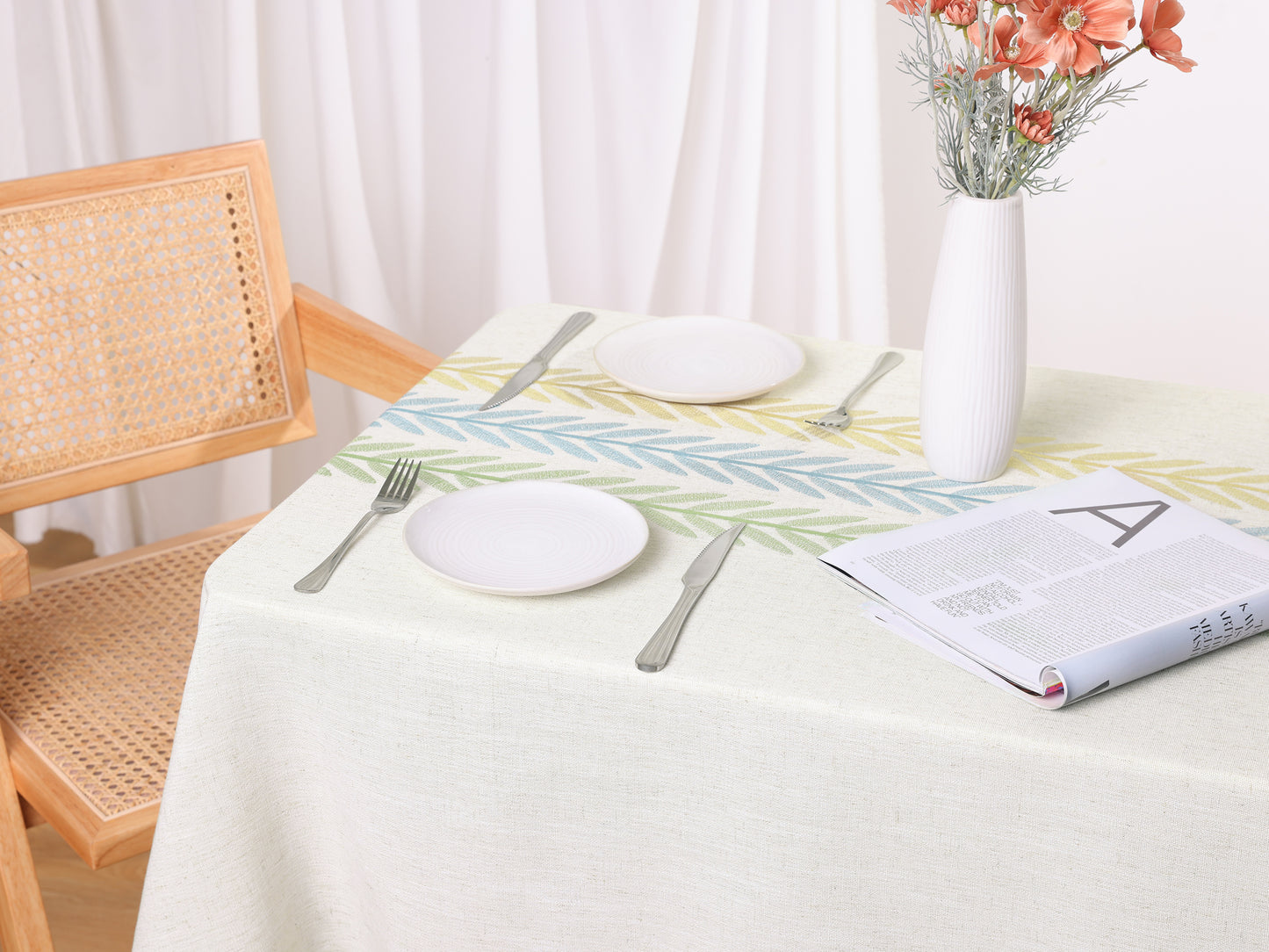 1 Pack Rectangle Rustic Tablecloth, Cotton Linen Waterproof Table Cover