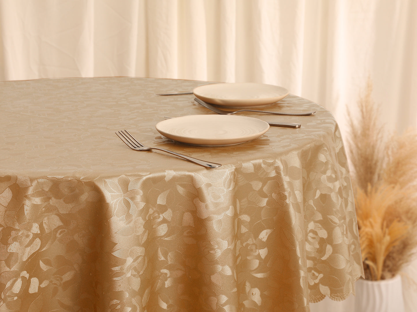 1 Pack Round Waterproof Vinyl Tablecloth, Wrinkle-Resistant Washable Table Cover