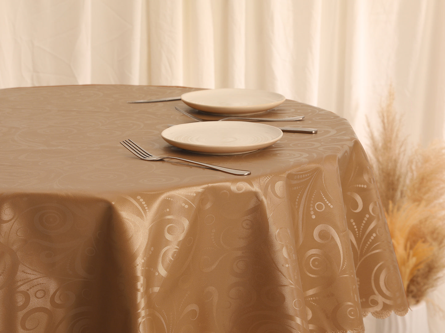 1 Pack Round Waterproof Vinyl Tablecloth, Wrinkle-Resistant Washable Table Cover