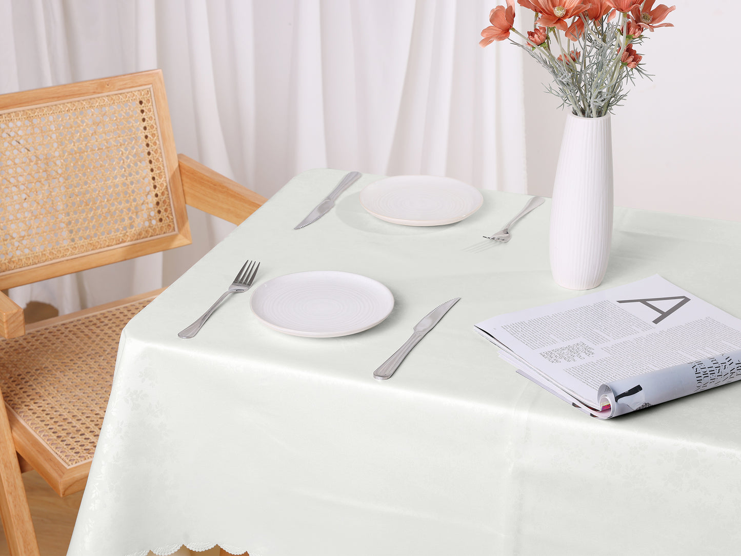 Mantel rectangular de vinilo impermeable, lavable y resistente a las arrugas (paquete de 1)