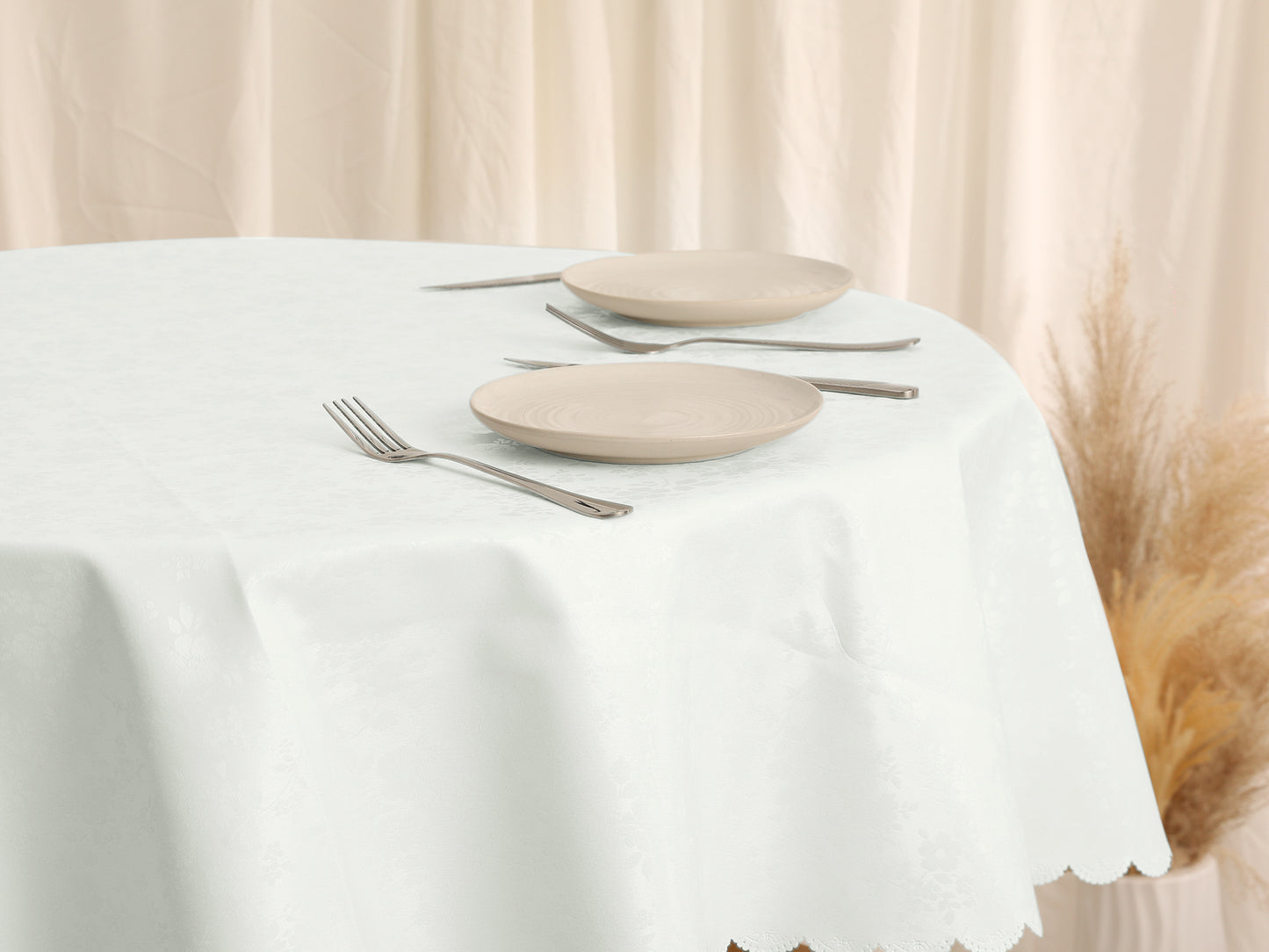 1 Pack Round Waterproof Vinyl Tablecloth, Wrinkle-Resistant Washable Table Cover