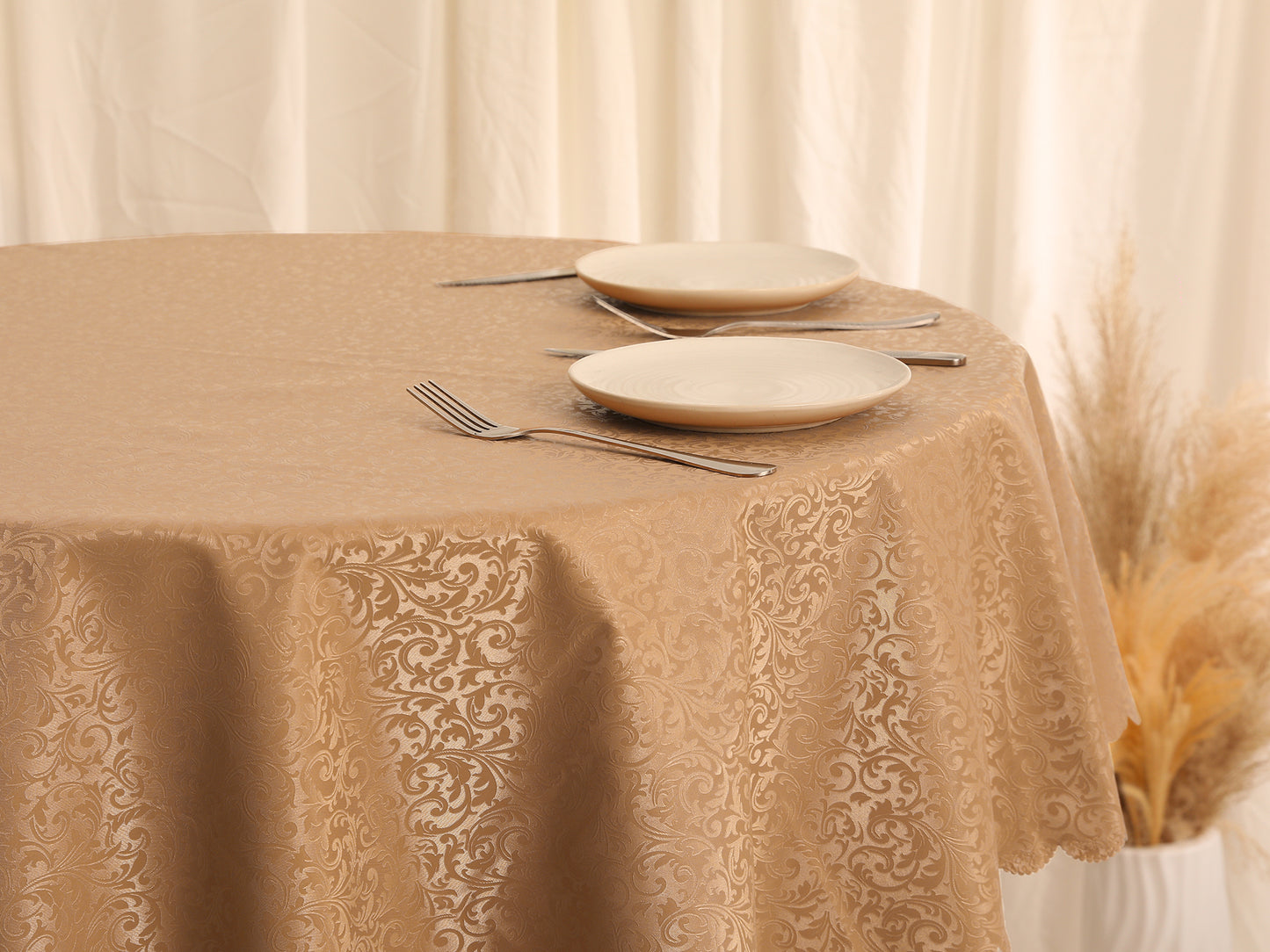 1 Pack Round Waterproof Vinyl Tablecloth, Wrinkle-Resistant Washable Table Cover