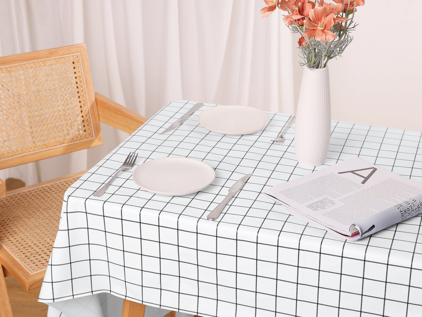 1 Pack Rectangle Tablecloth, Wrinkle Resistant Waterproof PVC Table Cover