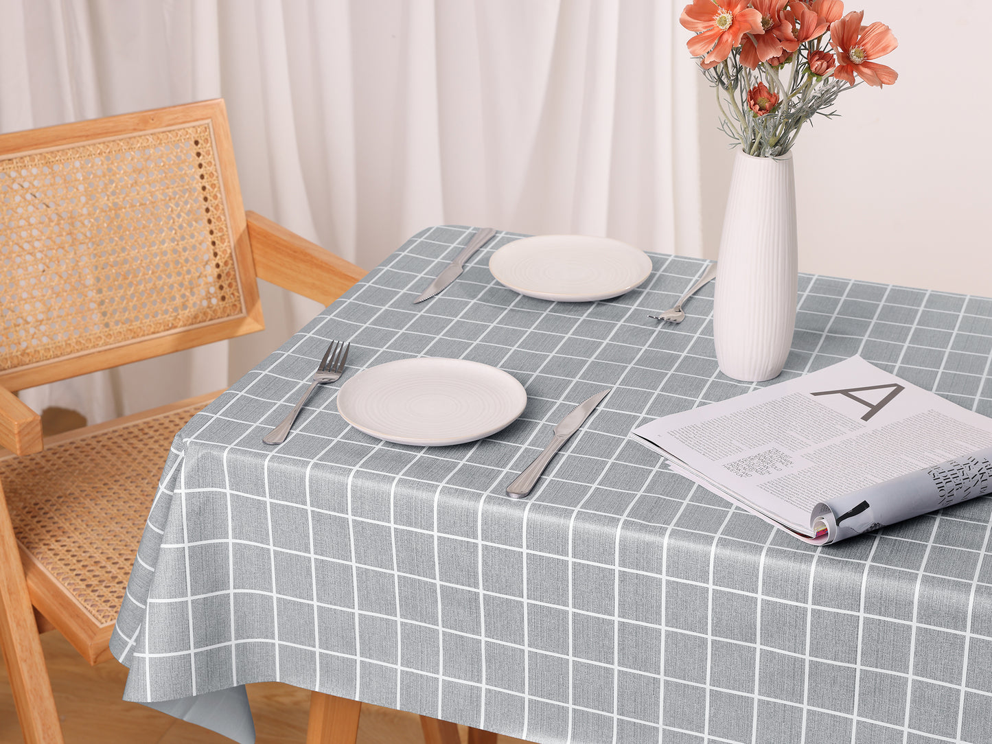 Mantel rectangular de PVC resistente a las arrugas e impermeable (1 unidad)