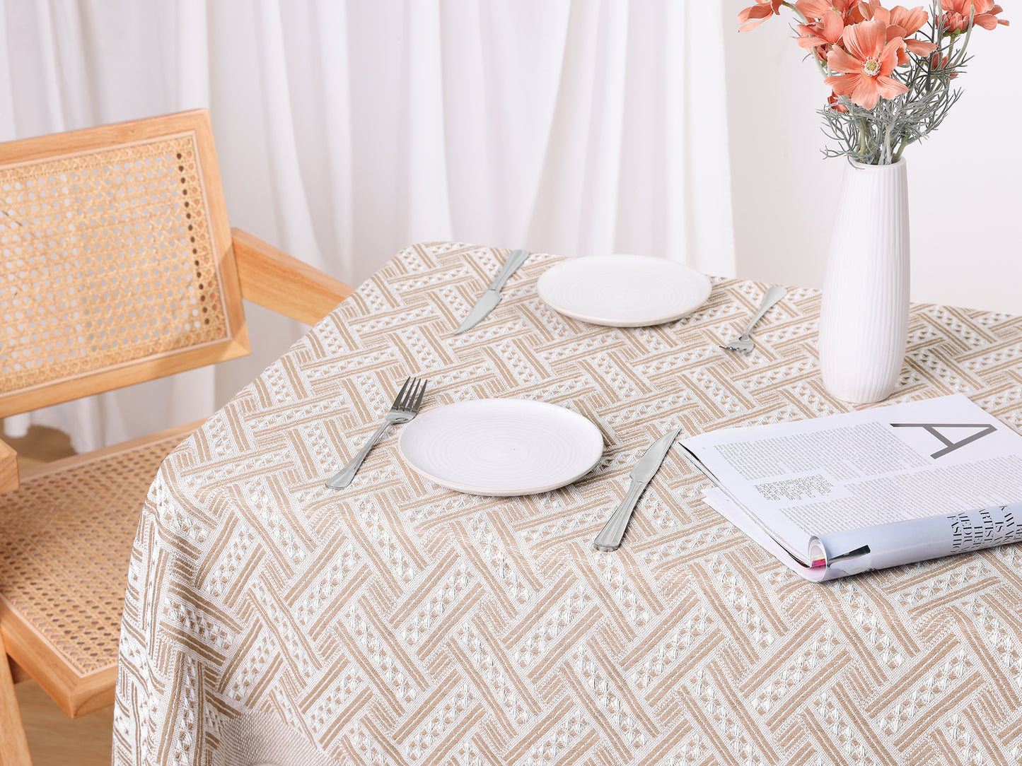 1 Pack Rectangle Tablecloth, Cotton Linen Table Cover
